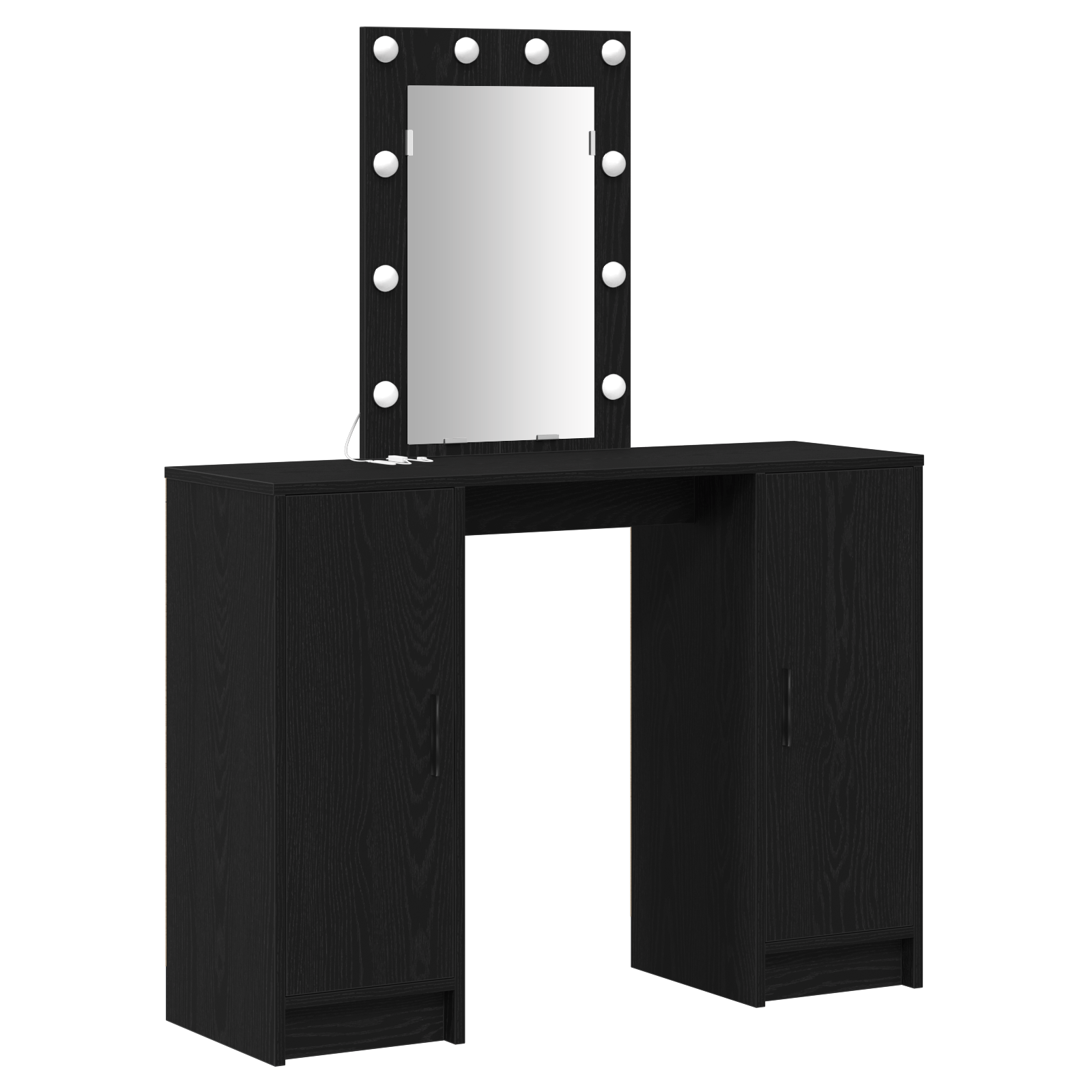 Masa de toaleta cu LED, stejar negru, 102x33x135 cm — imaginea 2