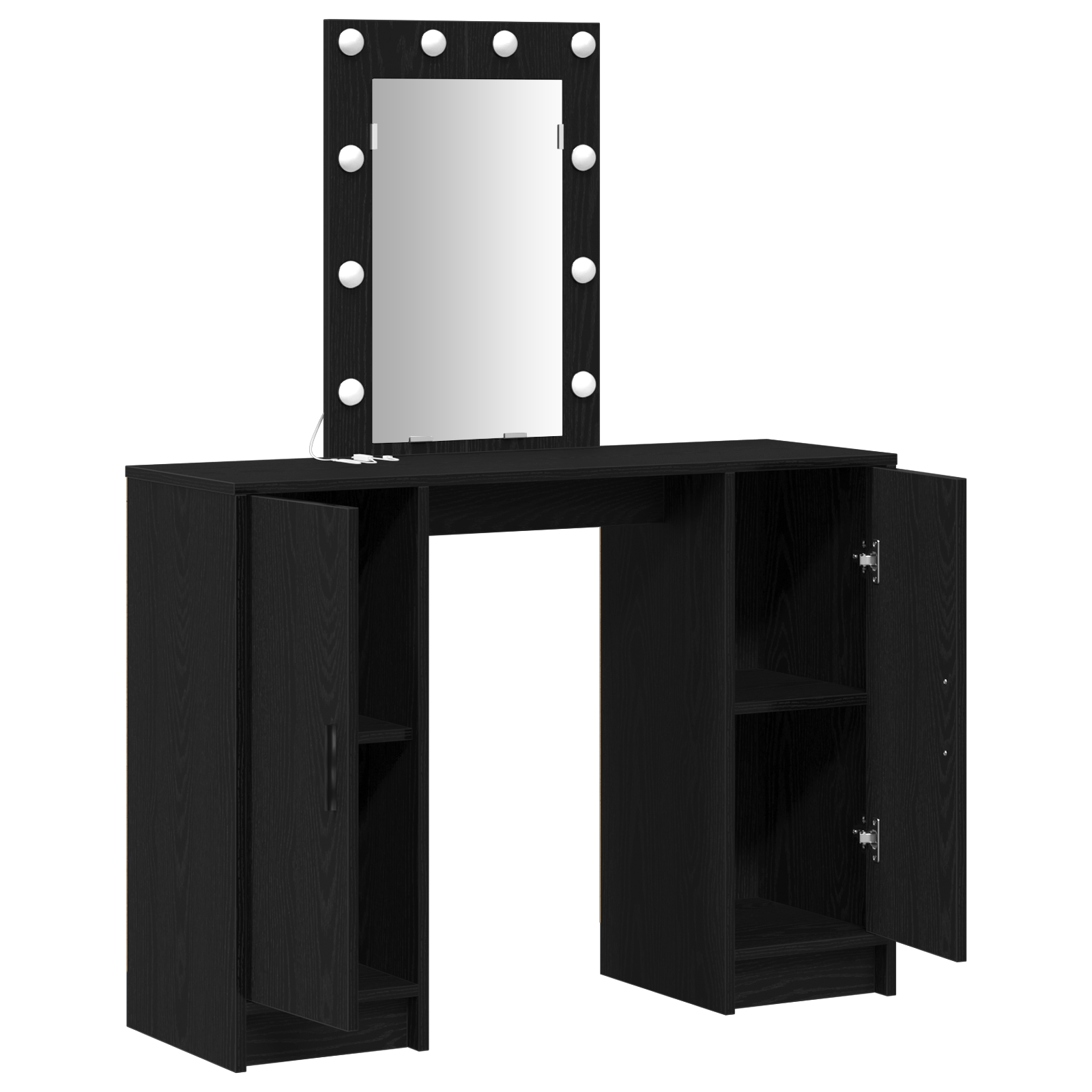 Masa de toaleta cu LED, stejar negru, 102x33x135 cm — imaginea 4