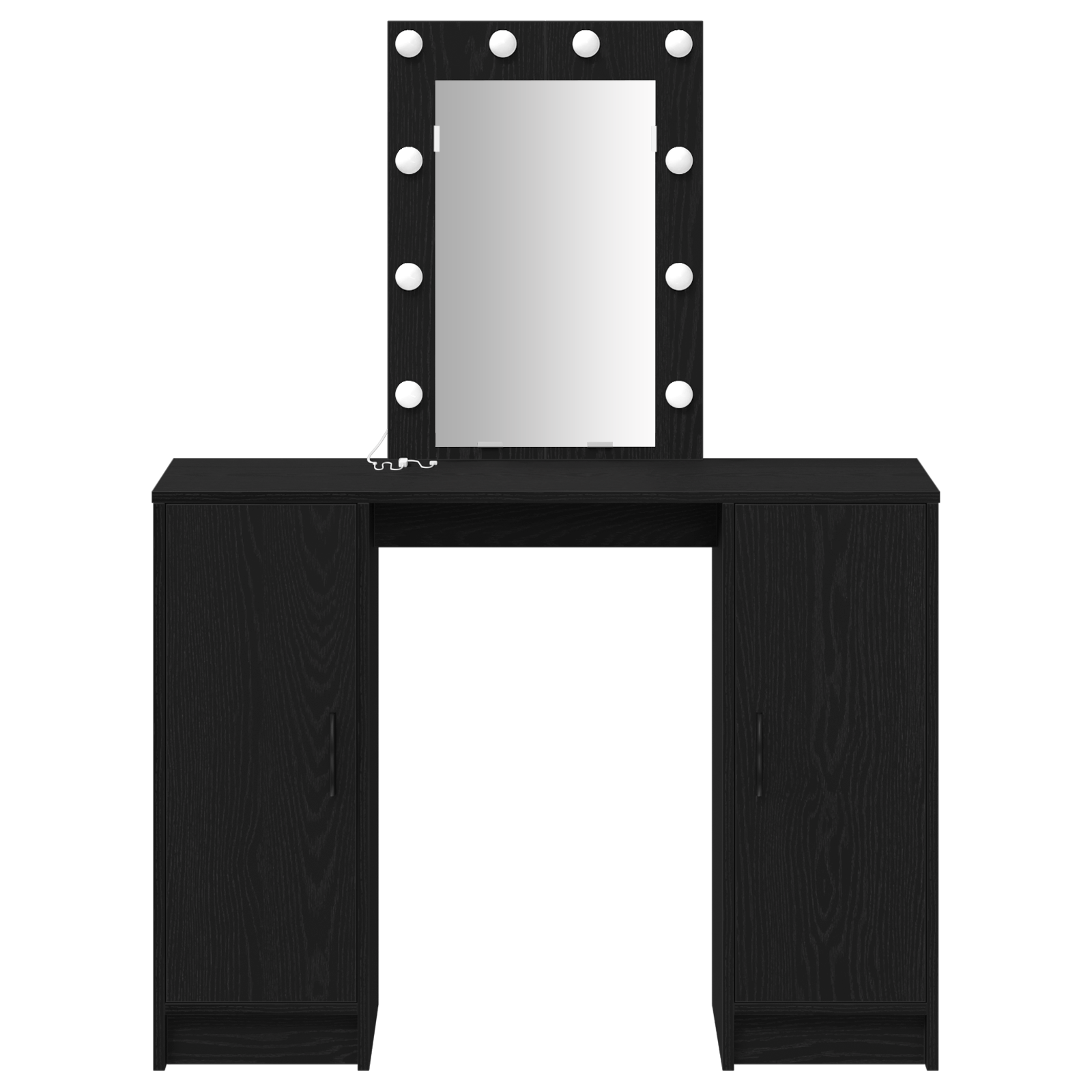 Masa de toaleta cu LED, stejar negru, 102x33x135 cm — imaginea 5
