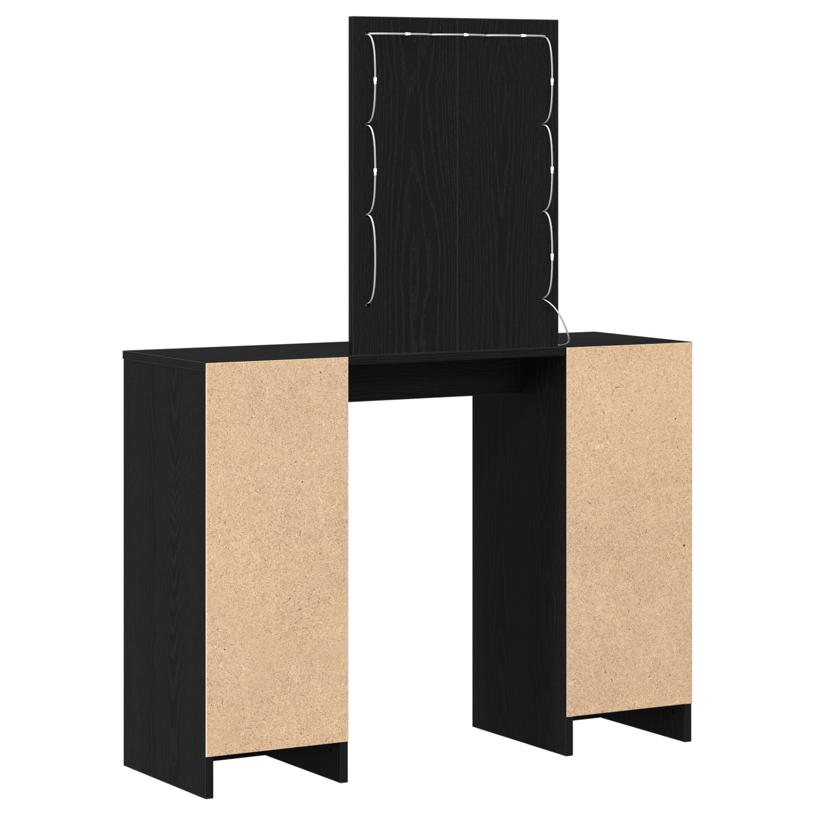 Masa de toaleta cu LED, stejar negru, 102x33x135 cm — imaginea 7