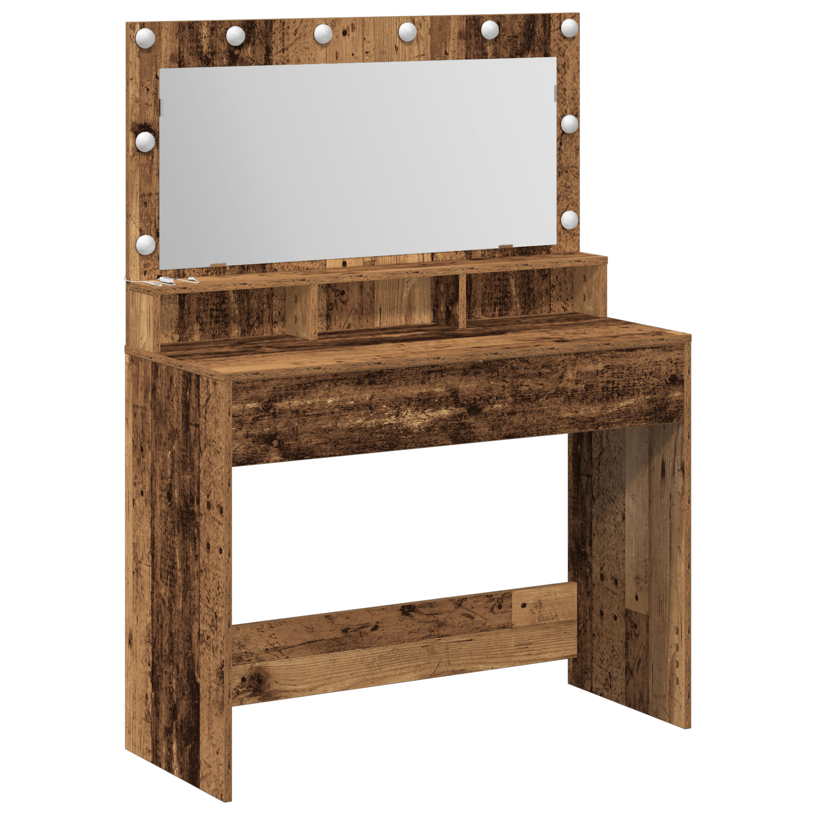 Masa de toaleta cu lumini LED, lemn vintage, 100x41x135 cm — imaginea 2