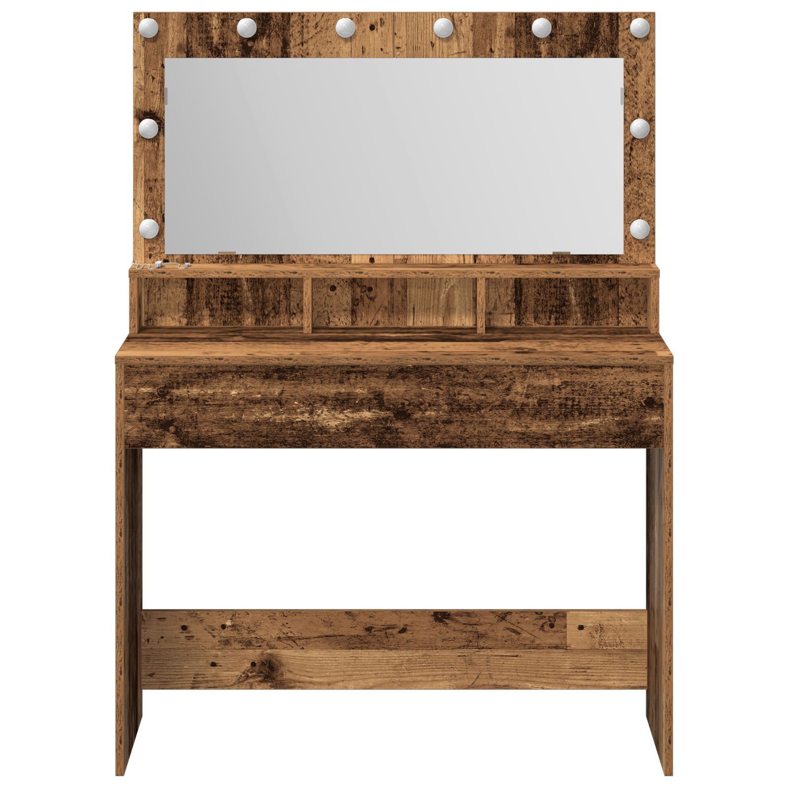 Masa de toaleta cu lumini LED, lemn vintage, 100x41x135 cm — imaginea 4