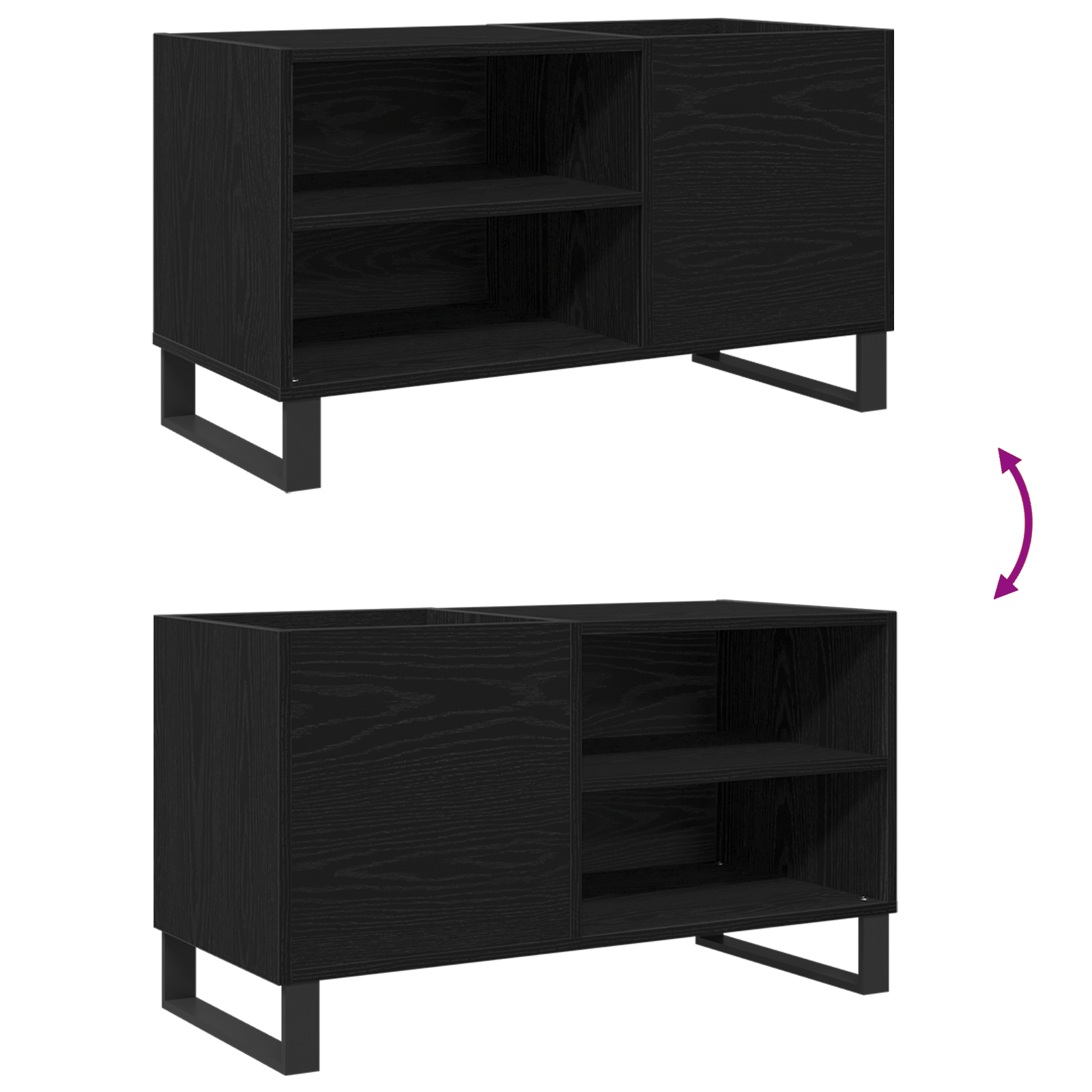 Dulap pentru discuri Negru Stejar 84,5x38x48 cm Lemn prelucrat — imaginea 8