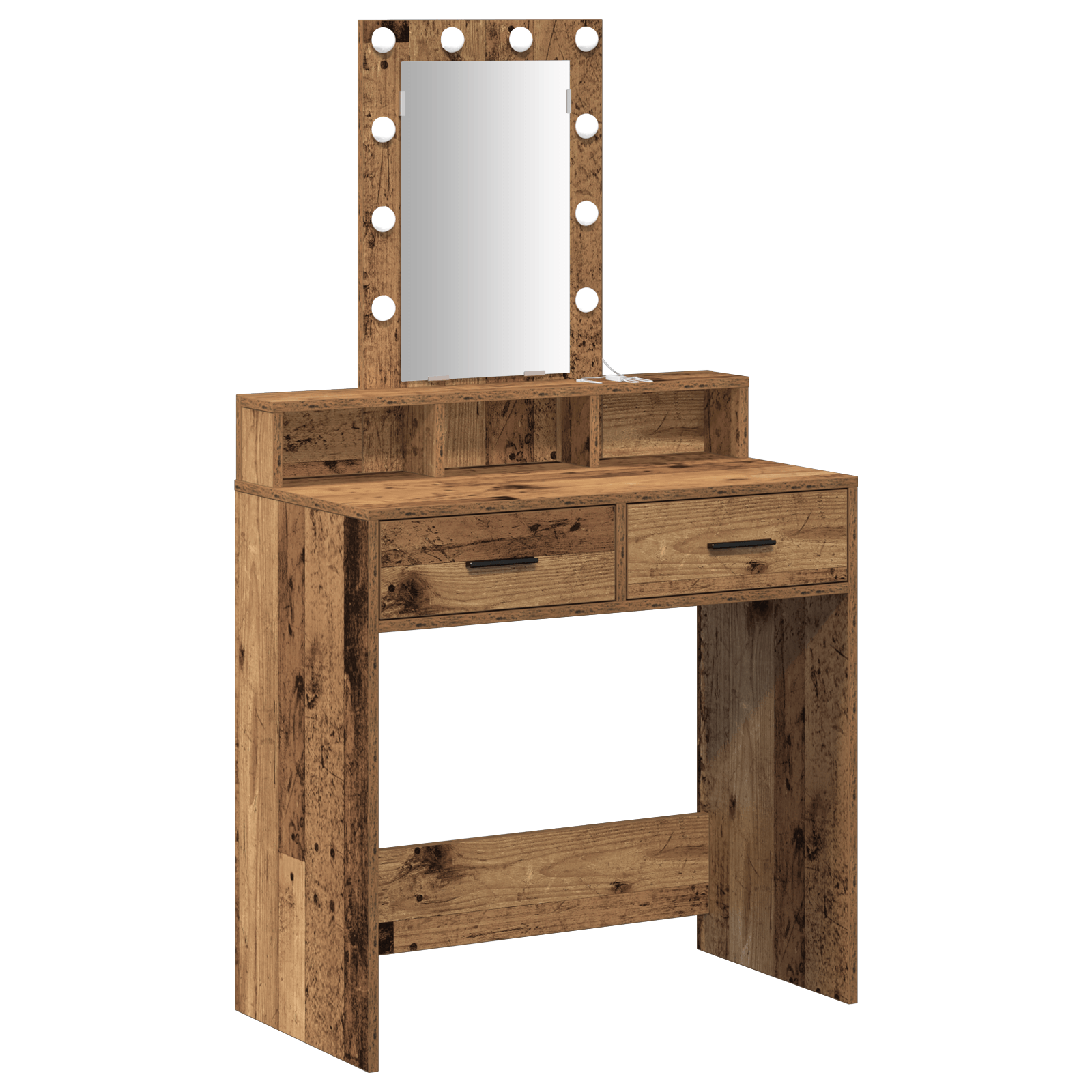Masa de toaleta cu LED, lemn vintage, 79x41x140 cm — imaginea 2