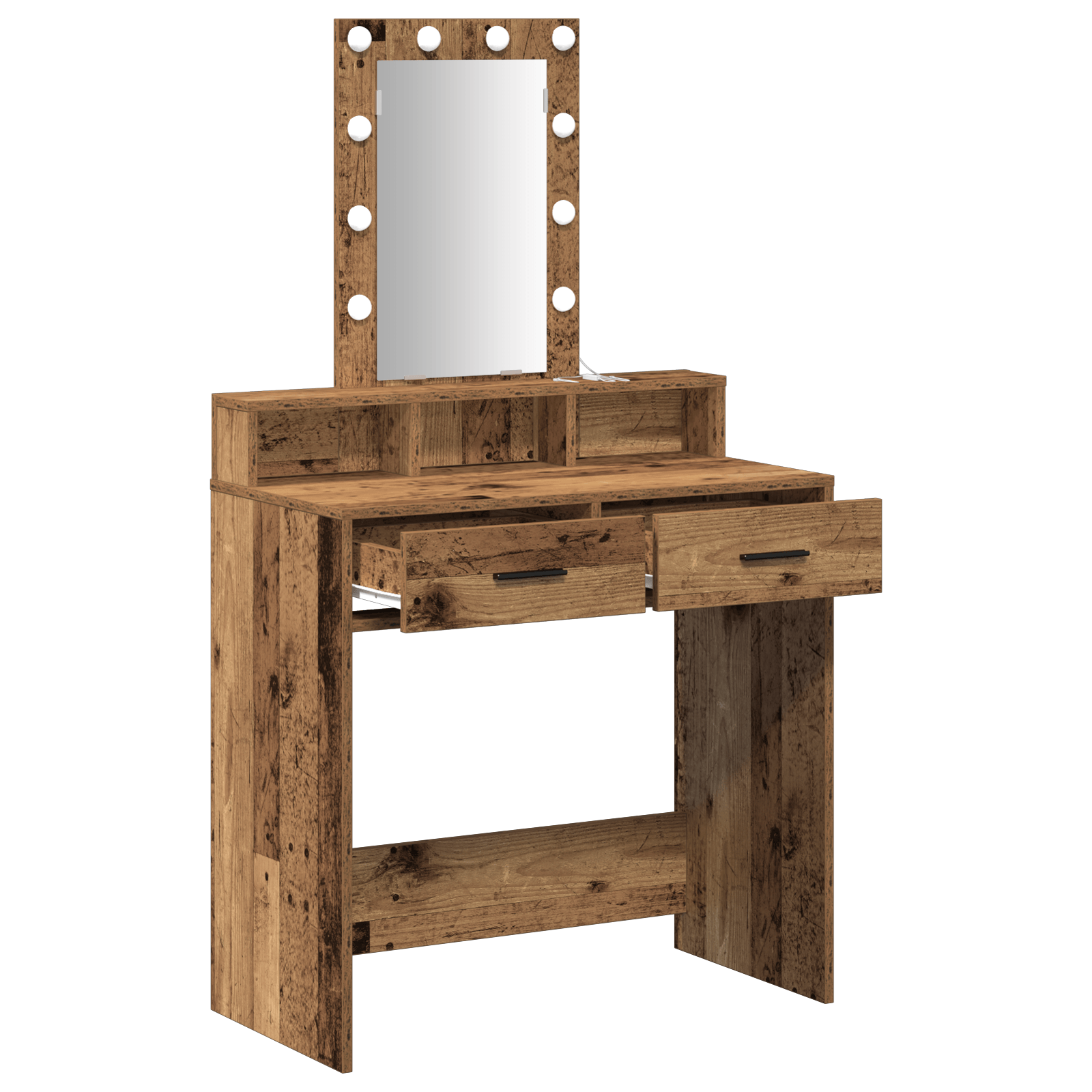 Masa de toaleta cu LED, lemn vintage, 79x41x140 cm — imaginea 4