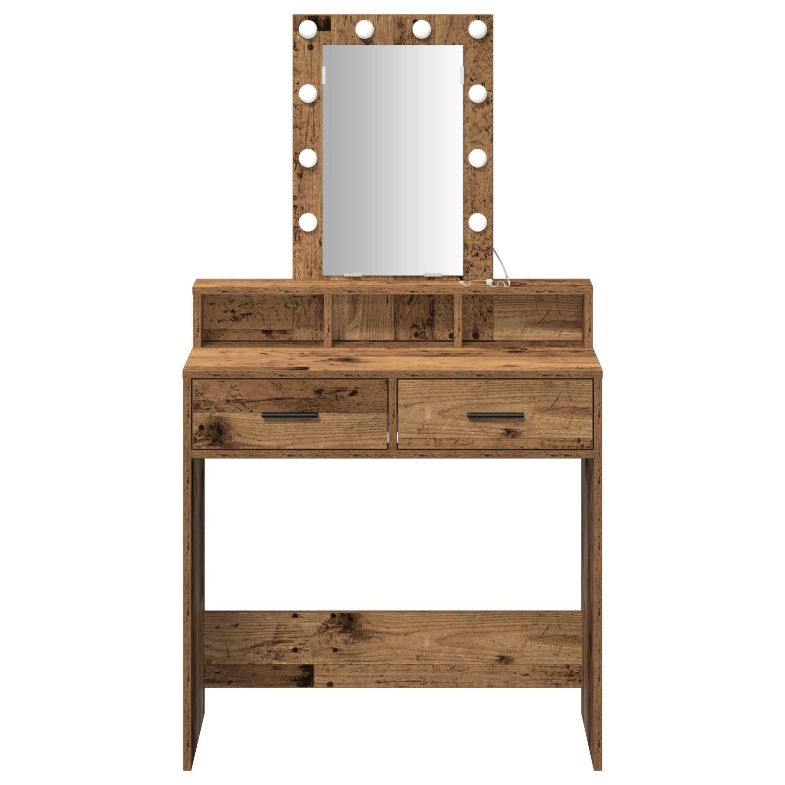 Masa de toaleta cu LED, lemn vintage, 79x41x140 cm — imaginea 5