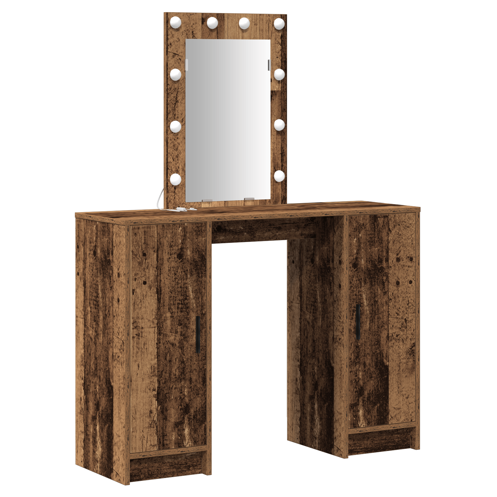 Masa de toaleta cu LED, lemn vechi, 102x33x135 cm — imaginea 2