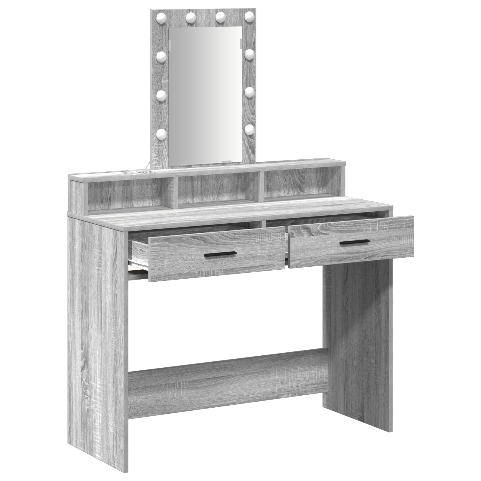 Masa de toaleta cu lumini LED Gri Sonoma 100x41x140 cm — imaginea 4