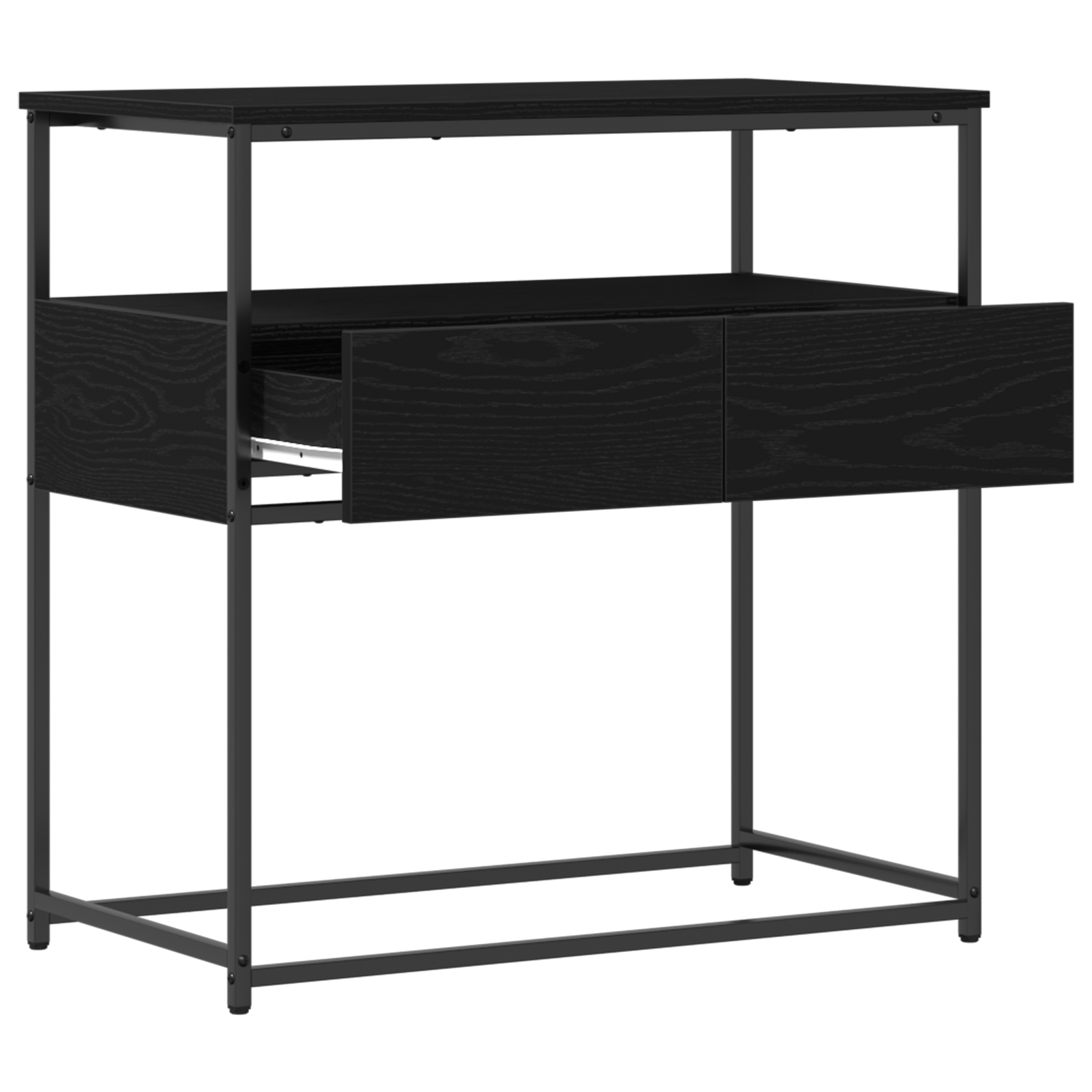 Masuta consola, stejar negru 75x40x75 cm lemn prelucrat si otel — imaginea 4
