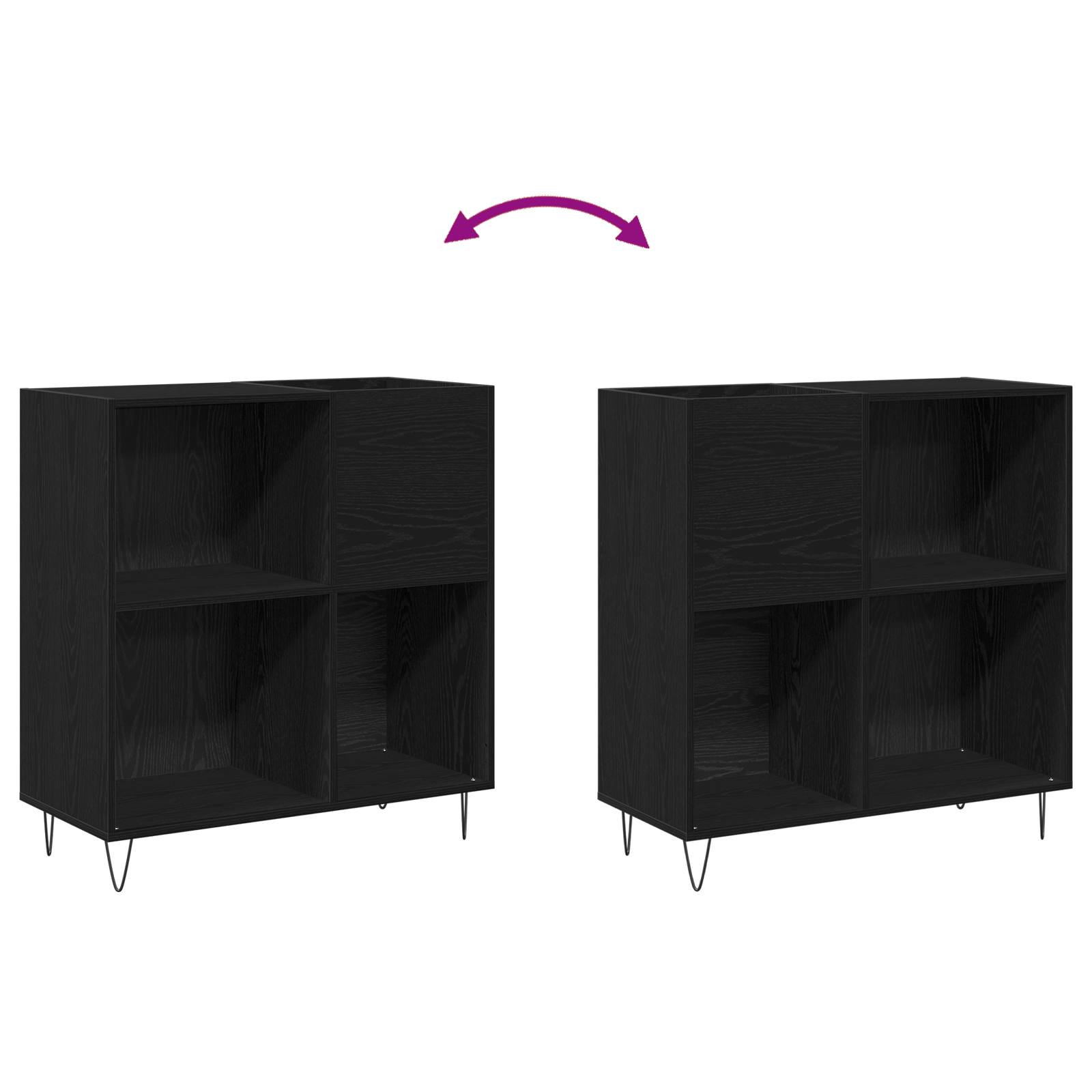 Dulap pentru discuri, stejar negru 84,5x38x90 cm lemn prelucrat — imaginea 9