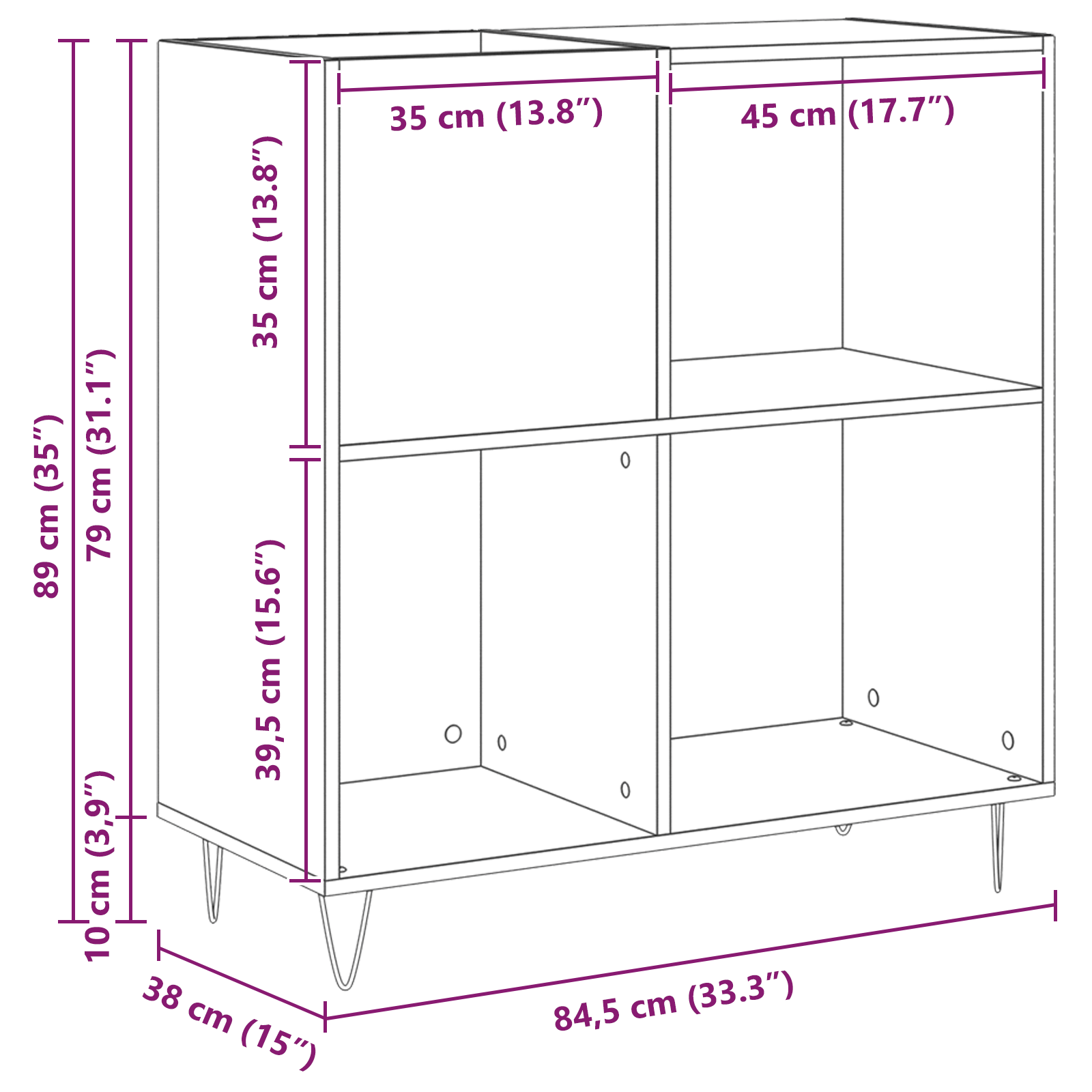 Dulap pentru discuri, stejar negru 84,5x38x90 cm lemn prelucrat — imaginea 10