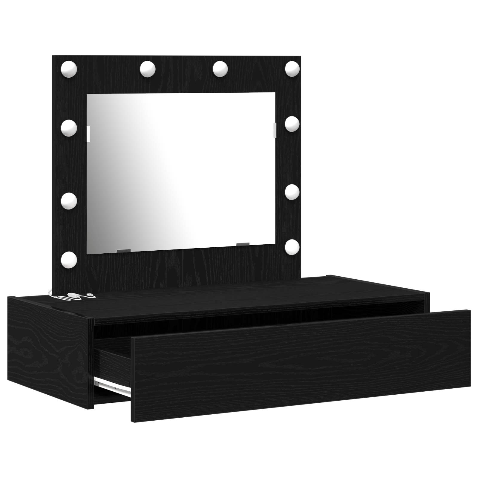 Masa de toaleta suspendata cu LED, stejar negru — imaginea 4