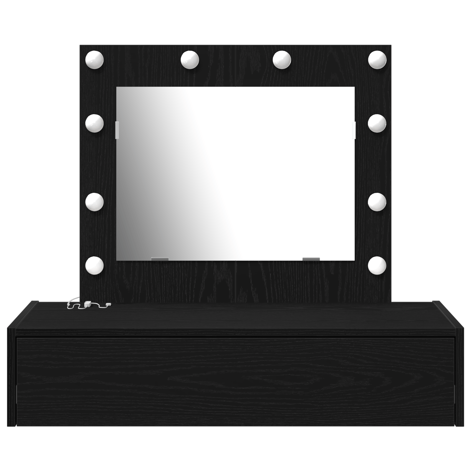 Masa de toaleta suspendata cu LED, stejar negru — imaginea 5