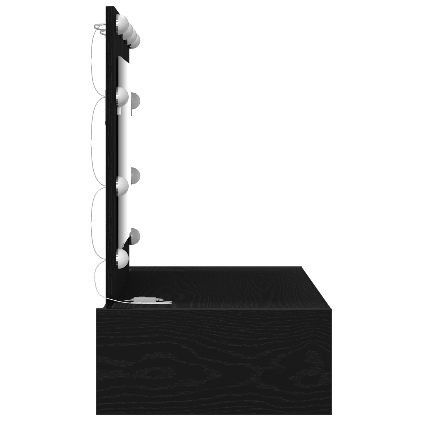 Masa de toaleta suspendata cu LED, stejar negru — imaginea 6