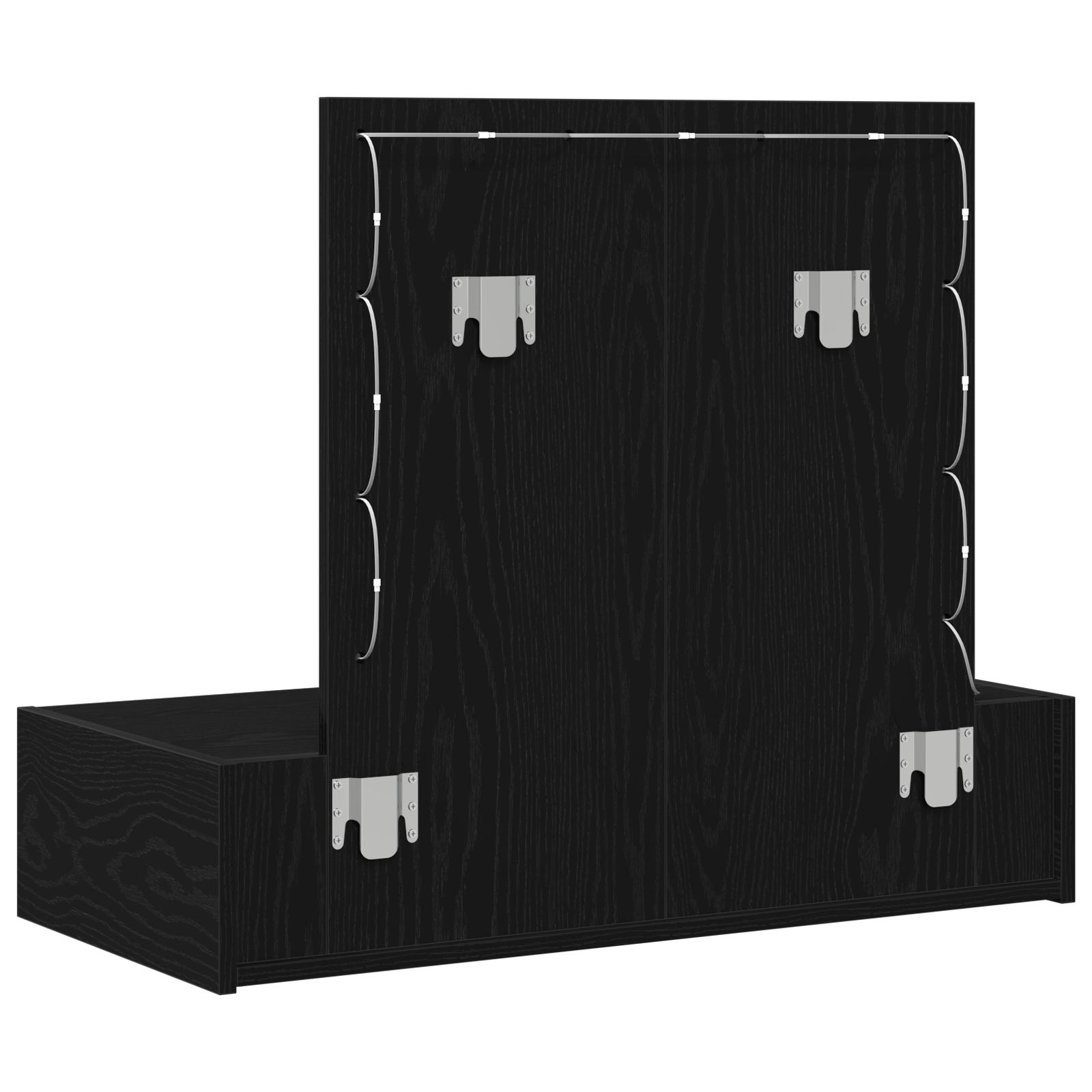 Masa de toaleta suspendata cu LED, stejar negru — imaginea 7