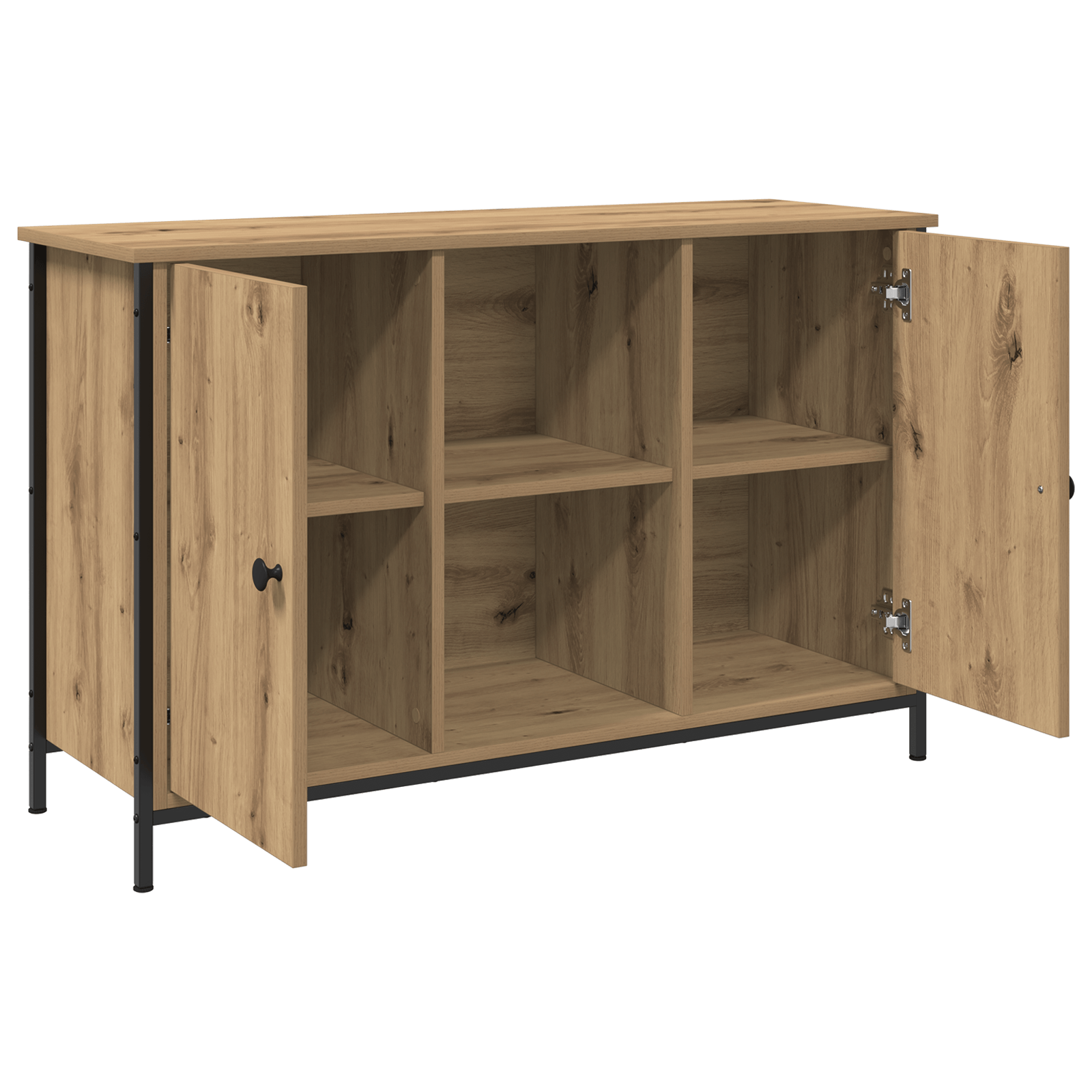 Dulap TV, stejar negru, 101x35x65 cm, lemn prelucrat & otel — imaginea 4