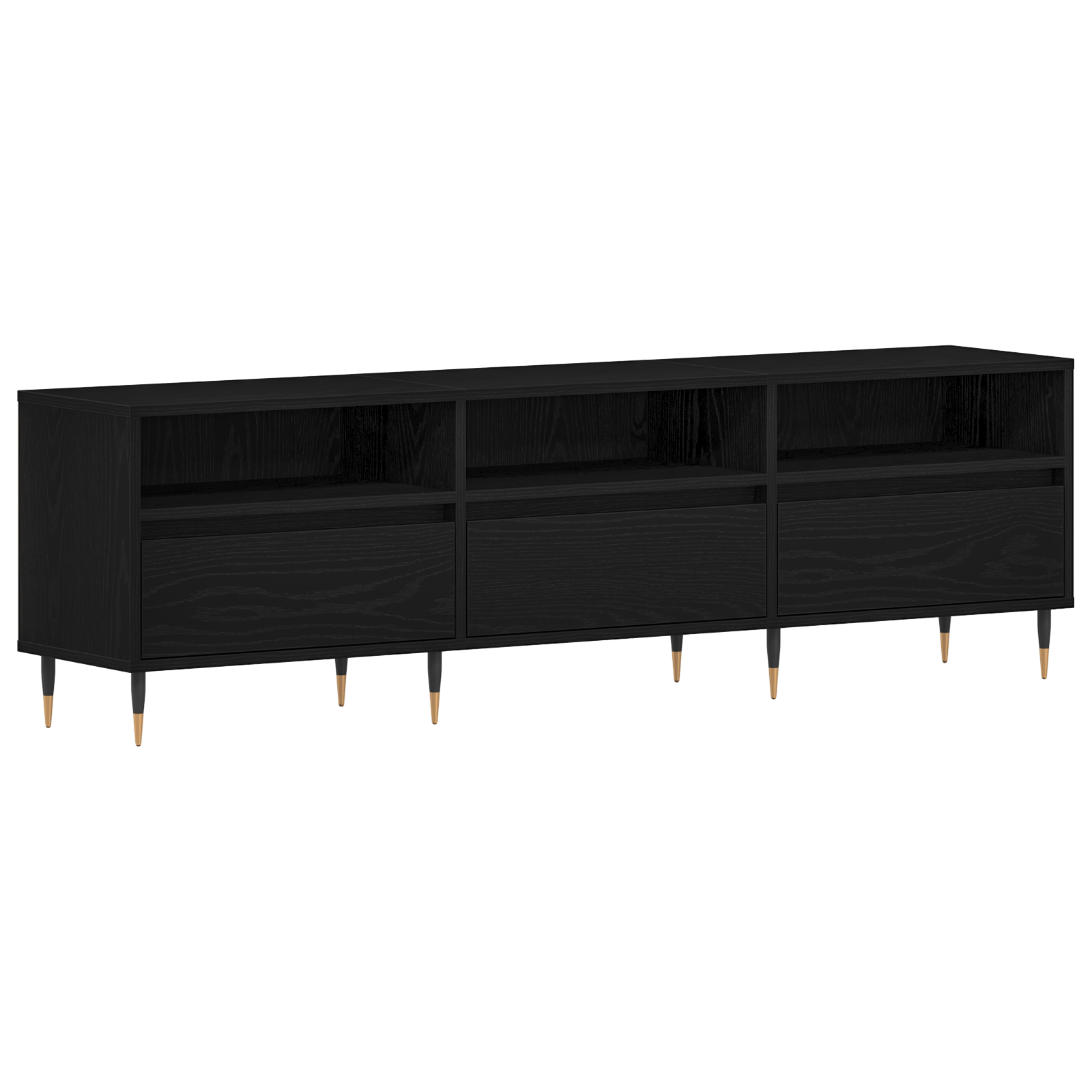 Dulap TV, stejar negru, 150x30x44,5 cm, lemn prelucrat — imaginea 2