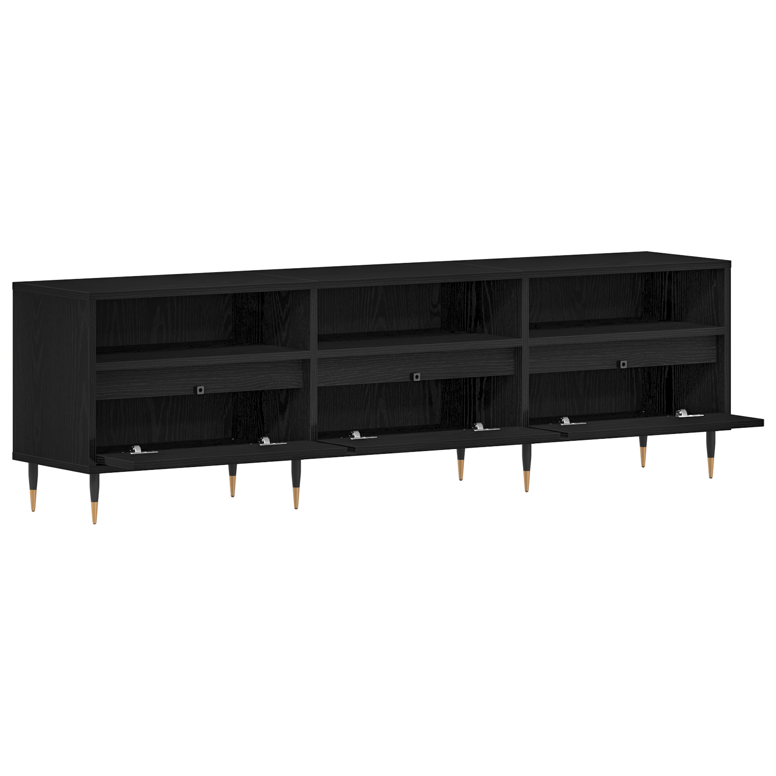 Dulap TV, stejar negru, 150x30x44,5 cm, lemn prelucrat — imaginea 5