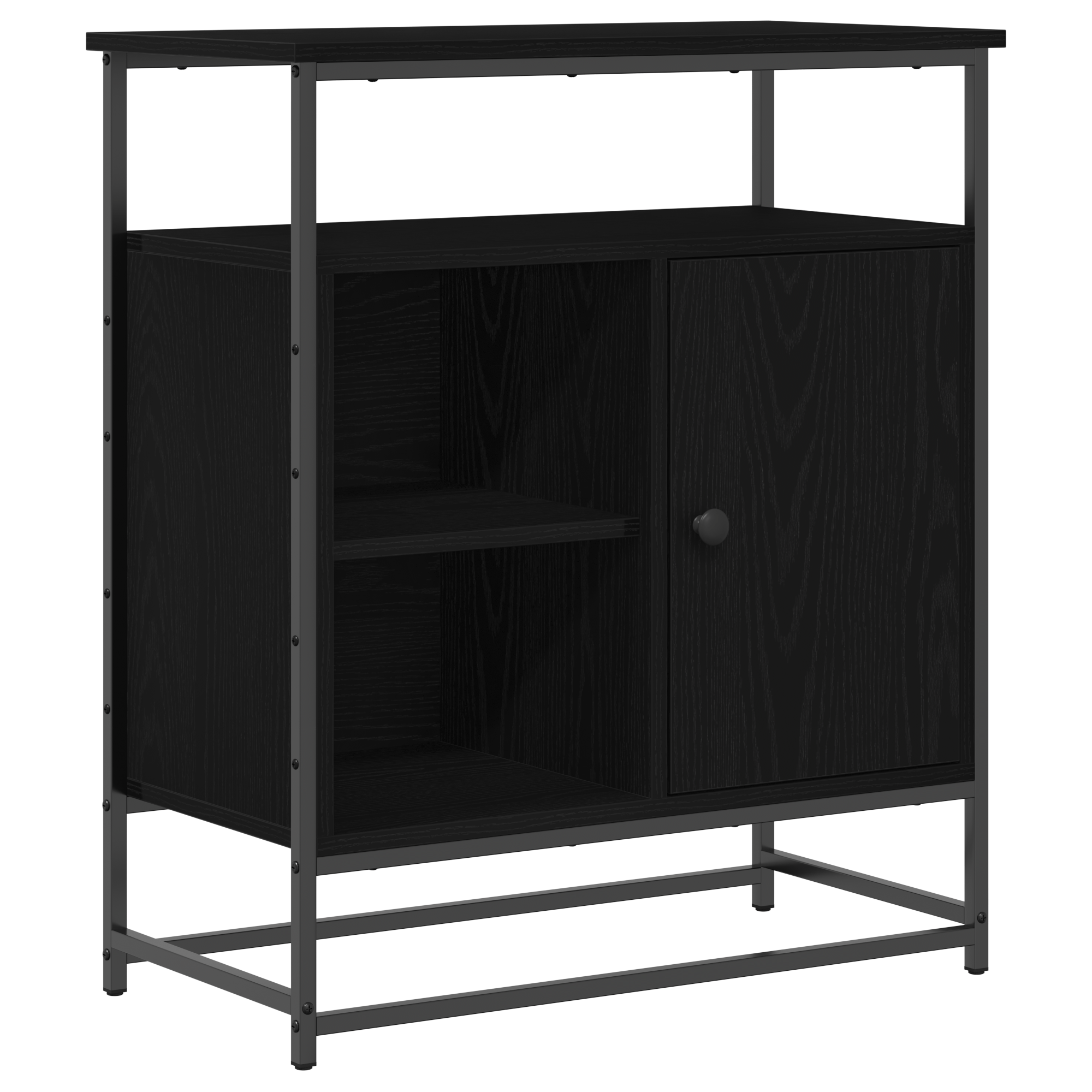 Dulap, stejar negru, 69x35x80 cm, lemn prelucrat si otel — imaginea 2