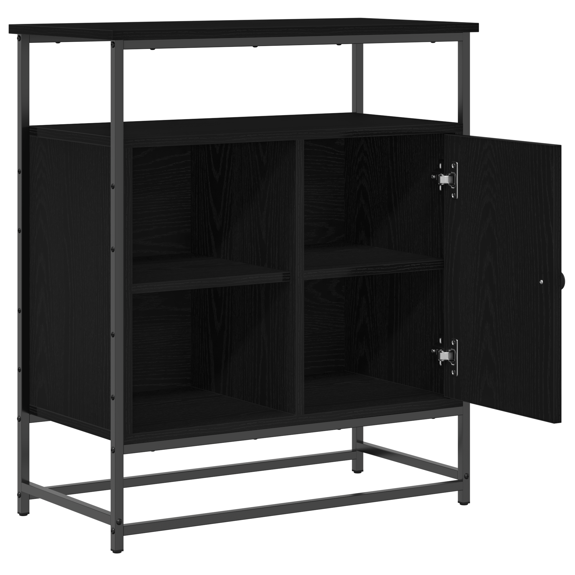 Dulap, stejar negru, 69x35x80 cm, lemn prelucrat si otel — imaginea 5