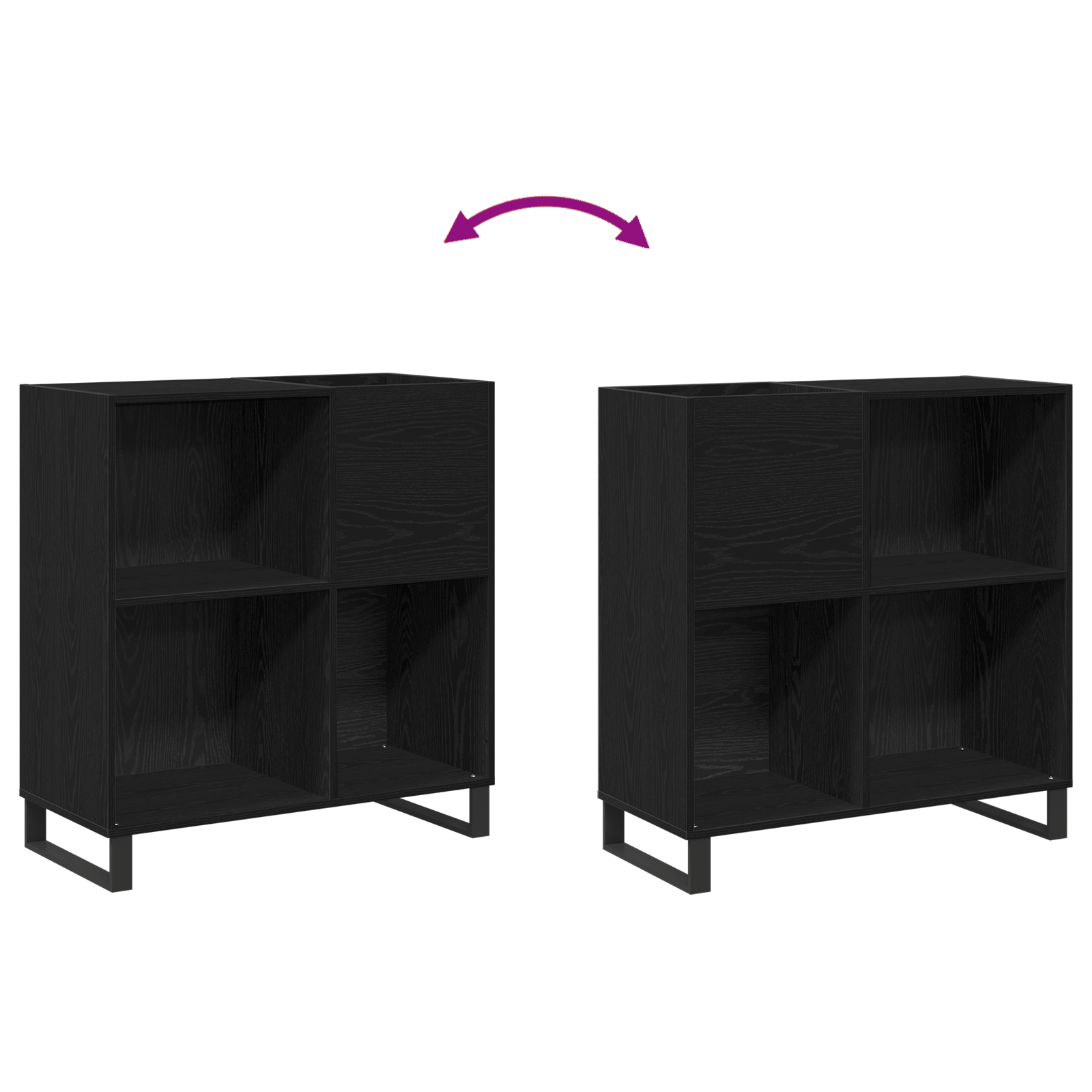 Dulap pentru discuri, stejar negru 84,5x38x89 cm lemn prelucrat — imaginea 8