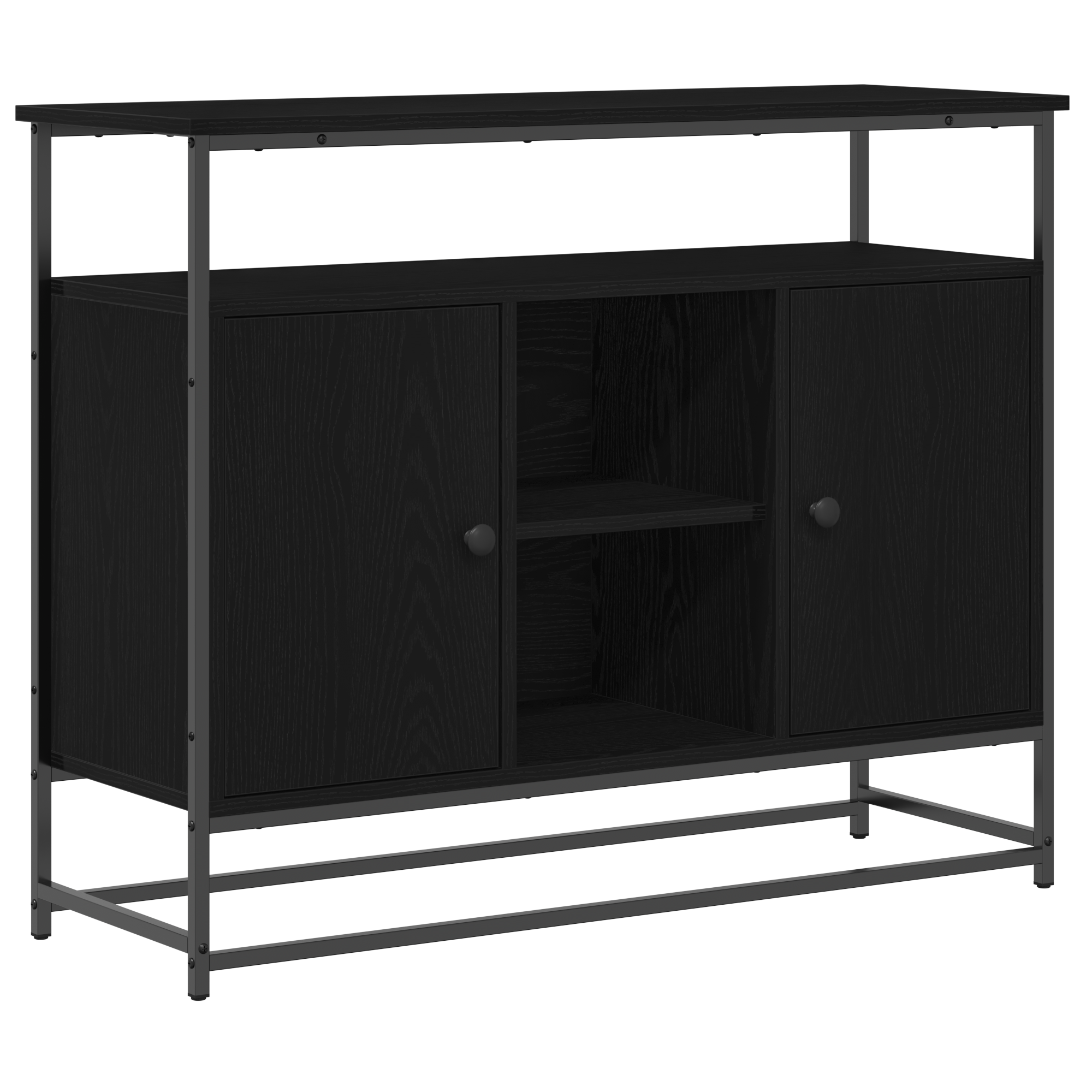 Dulap, stejar negru, 100x35x80 cm, lemn prelucrat si otel — imaginea 2