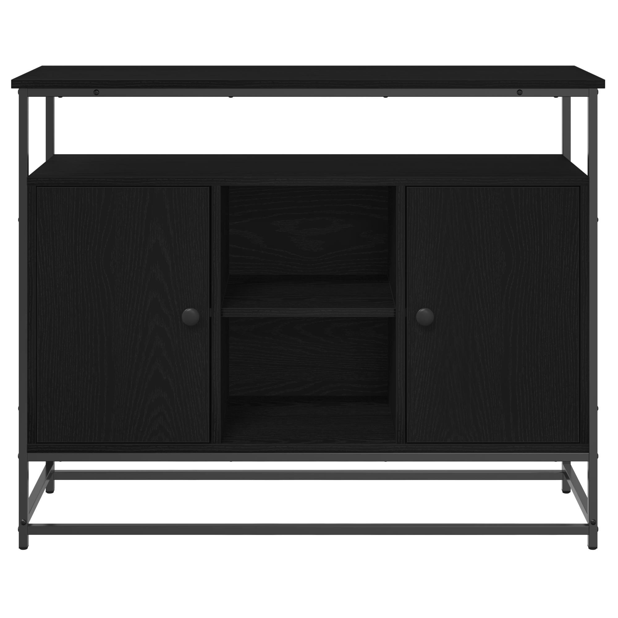 Dulap, stejar negru, 100x35x80 cm, lemn prelucrat si otel — imaginea 6