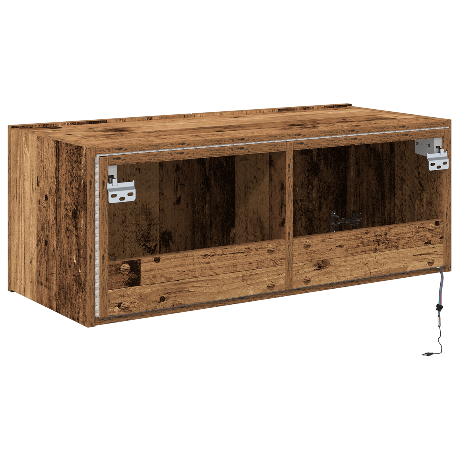 Dulap de perete cu LED-uri, lemn vechi, 80x35x31 cm — imaginea 9
