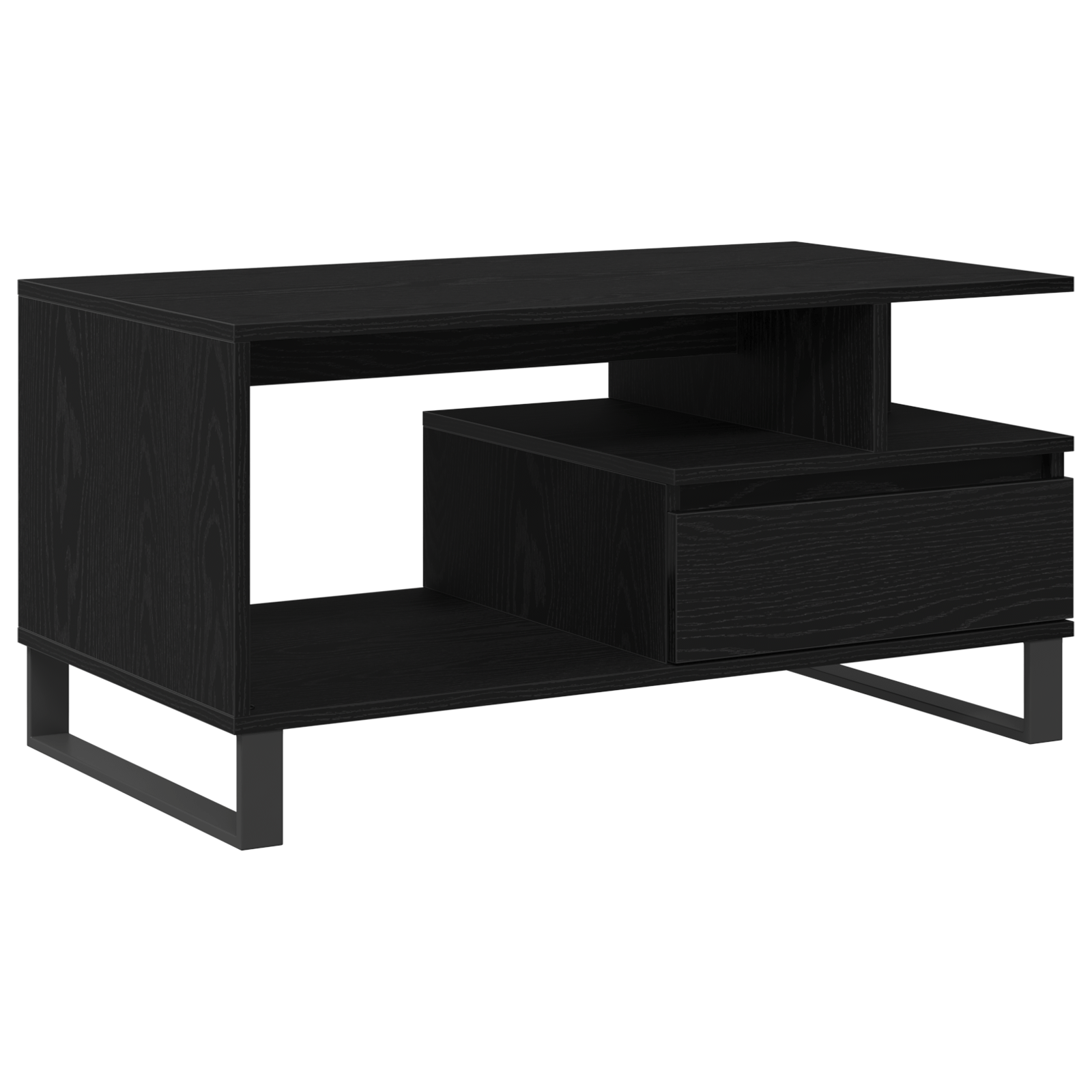 Masa de cafea Negru Stejar 90x49x45 cm Lemn prelucrat — imaginea 2