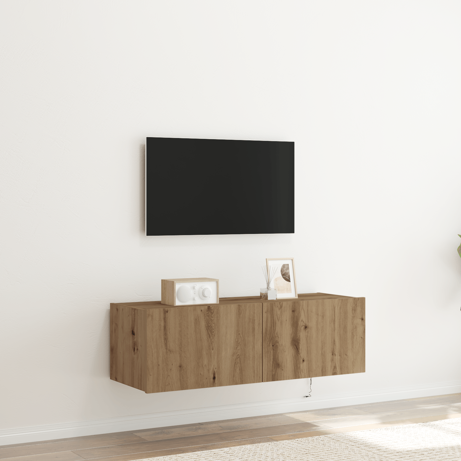 Dulap de perete cu LED-uri, stejar artizanal, 100x35x31 cm