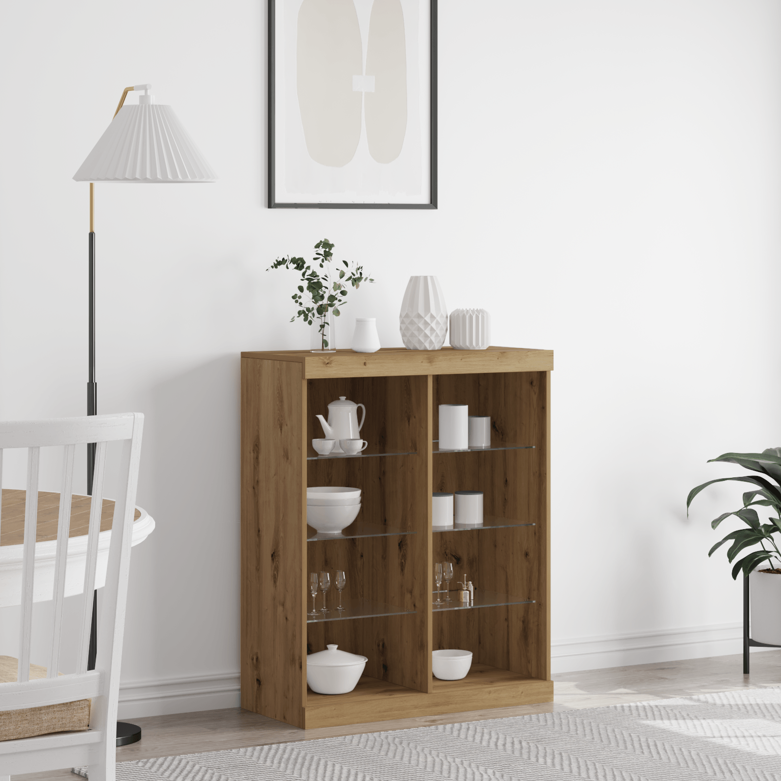 Bufet cu lumini LED Stejar Artisan 41x37x100 cm