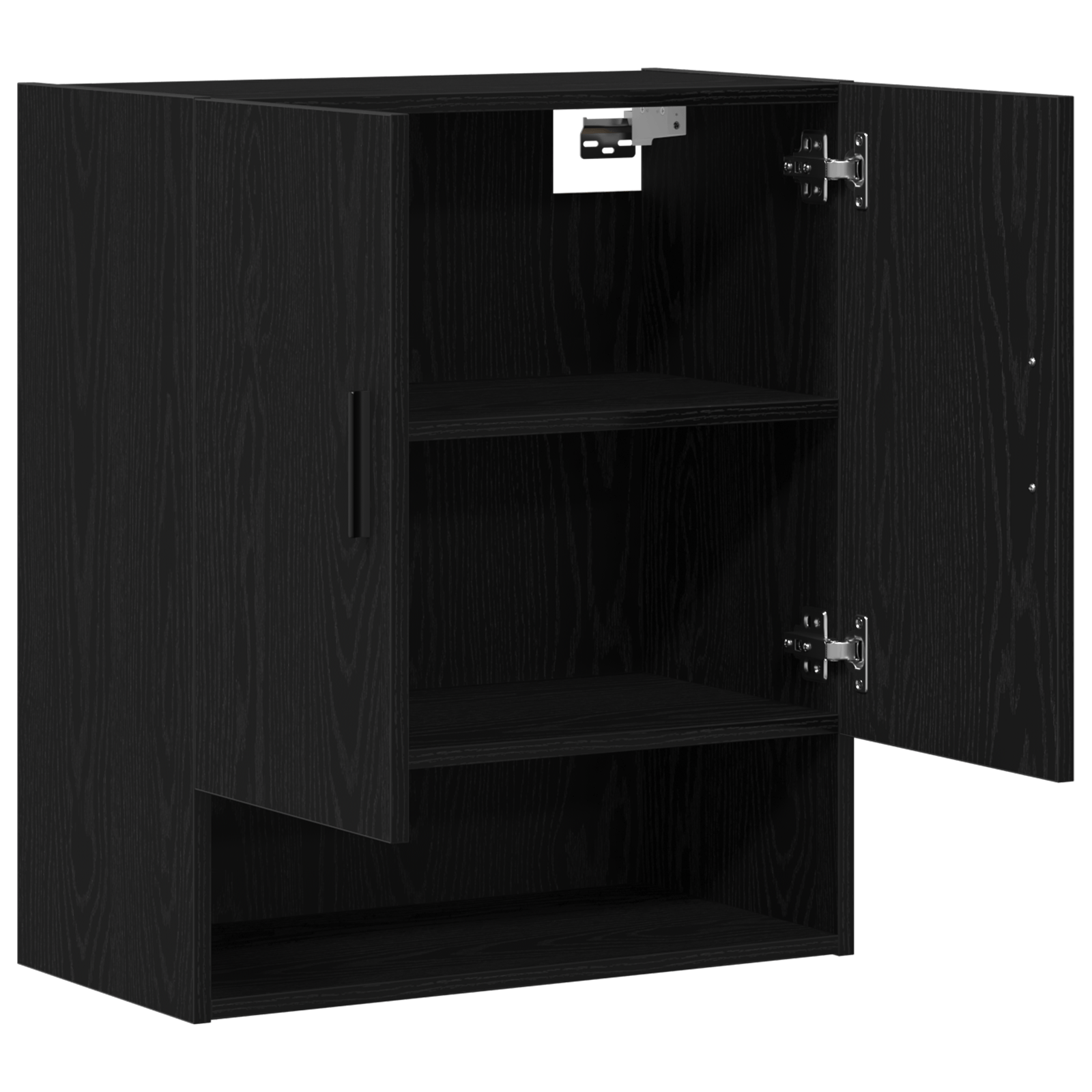 Dulap de perete Negru Stejar 60x31x70 cm din lemn prelucrat — imaginea 4