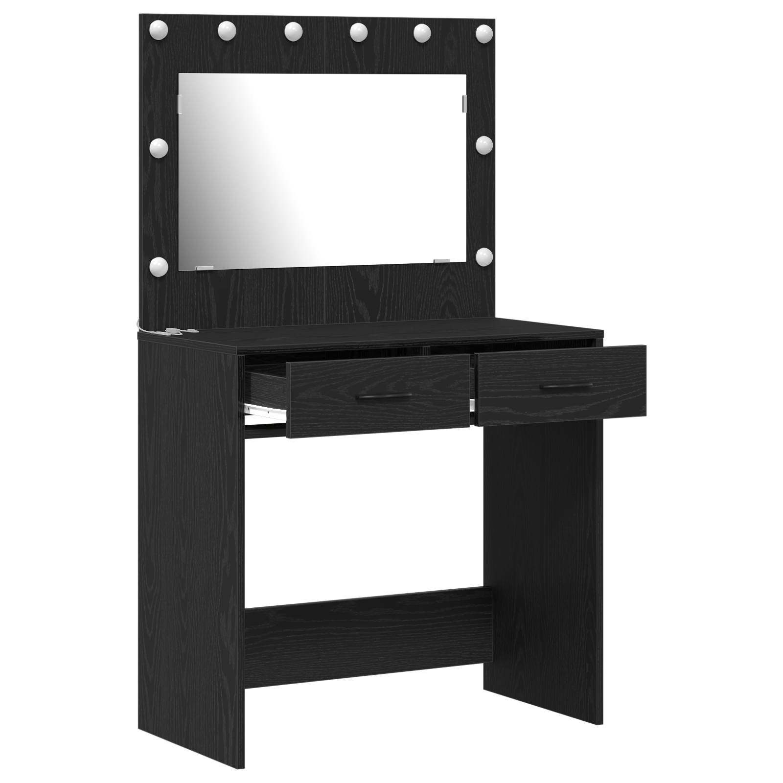 Masa de toaleta cu lumini LED, stejar negru, 78,5 x 41 x 135 cm — imaginea 4