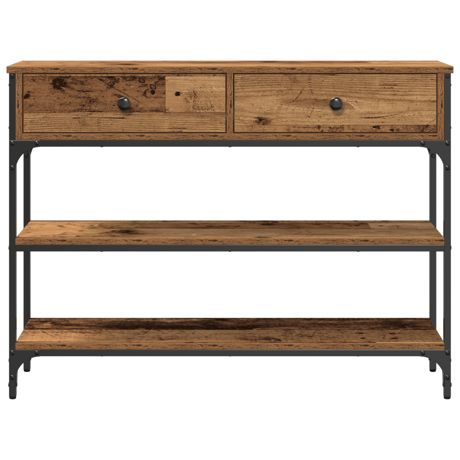 Masa consola, lemn vechi, 100x25x75 cm, lemn prelucrat si otel — imaginea 6