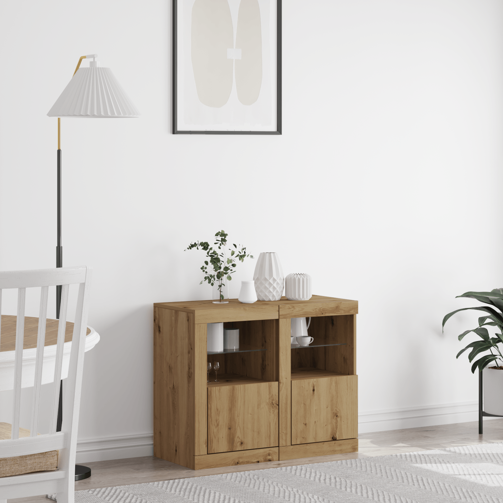 Dulapuri laterale cu lumini LED 2 buc Artisan Stejar 41x37x67 cm