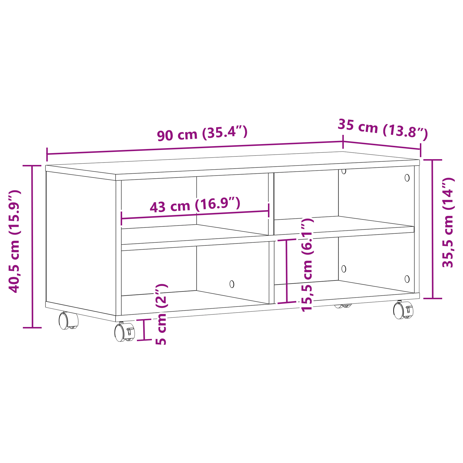 Dulap TV, negru, 90x35x35 cm, lemn prelucrat — imaginea 9