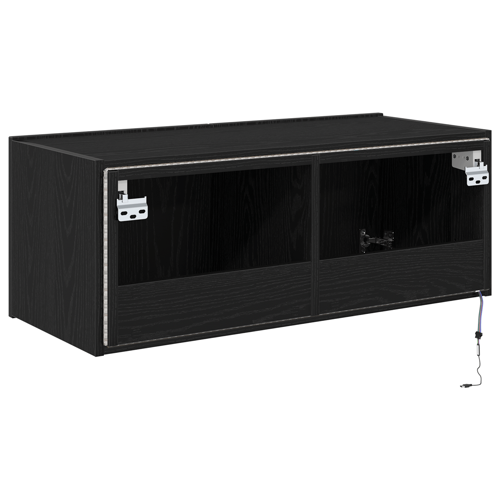 Dulap de perete cu LED-uri, stejar negru, 80x35x31 cm — imaginea 9