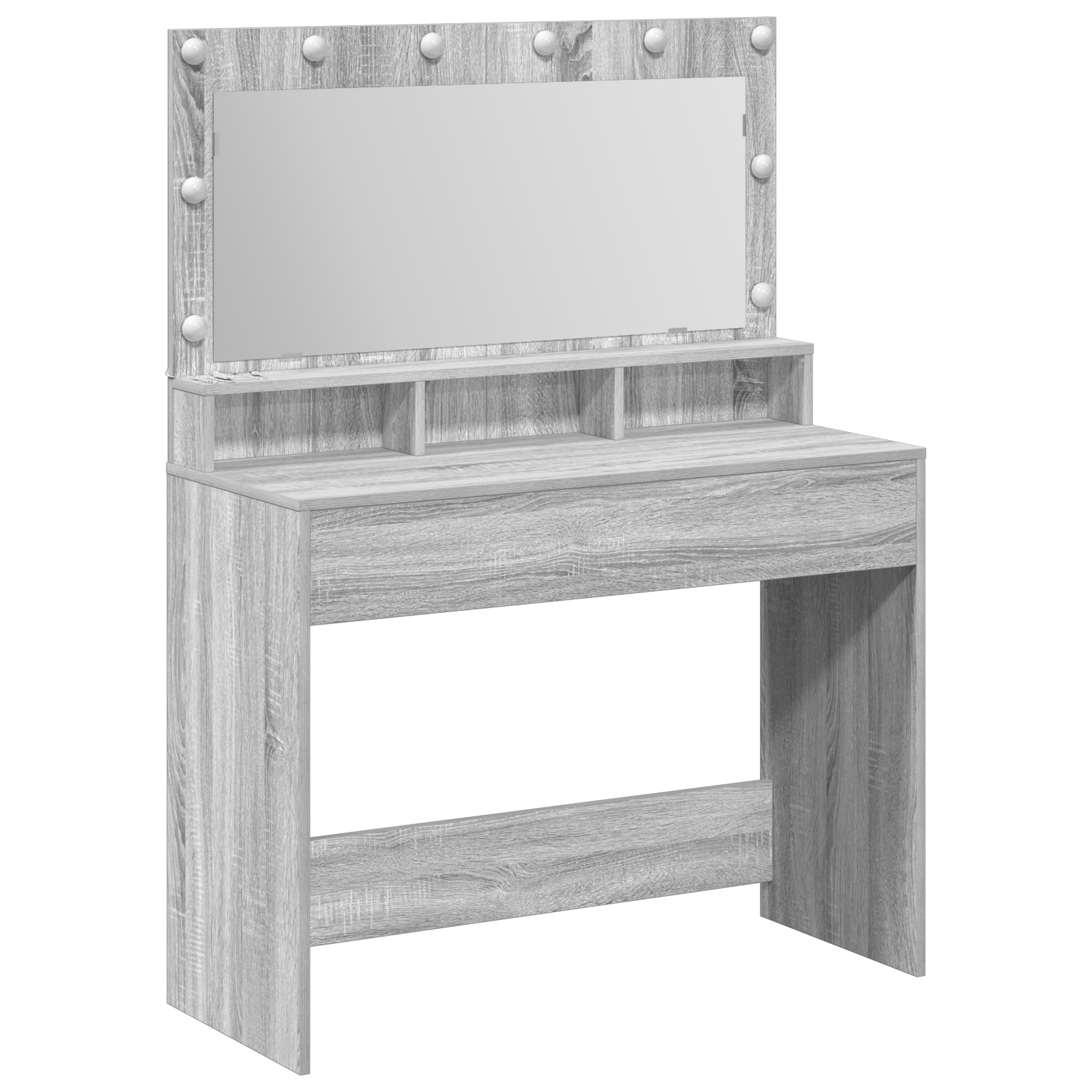 Masa de toaleta cu lumini LED, gri sonoma, 100x41x135 cm — imaginea 2