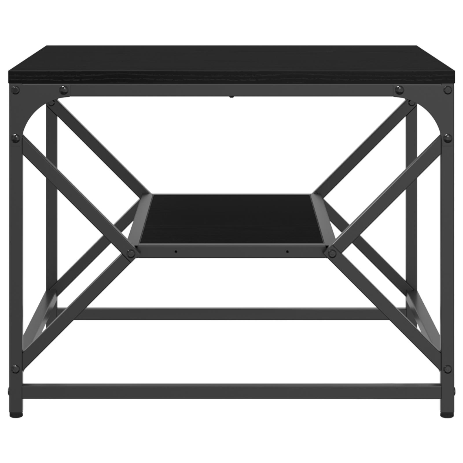 Masa de cafea din stejar negru cu raft, 51x50x40 cm, din lemn prelucrat — imaginea 6