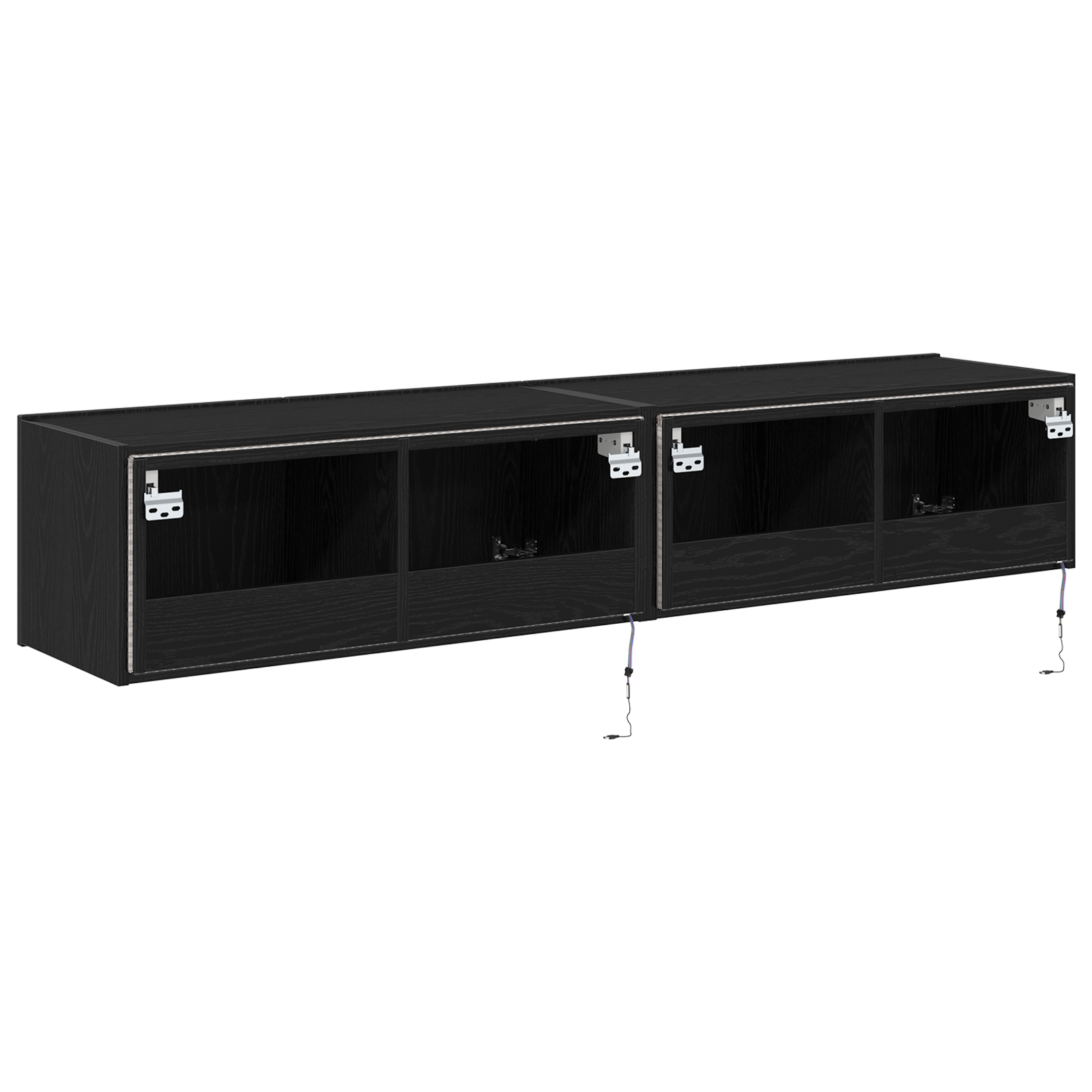 Dulapuri de perete LED-uri, 2 buc. stejar negru, 80x35x31 cm — imaginea 9