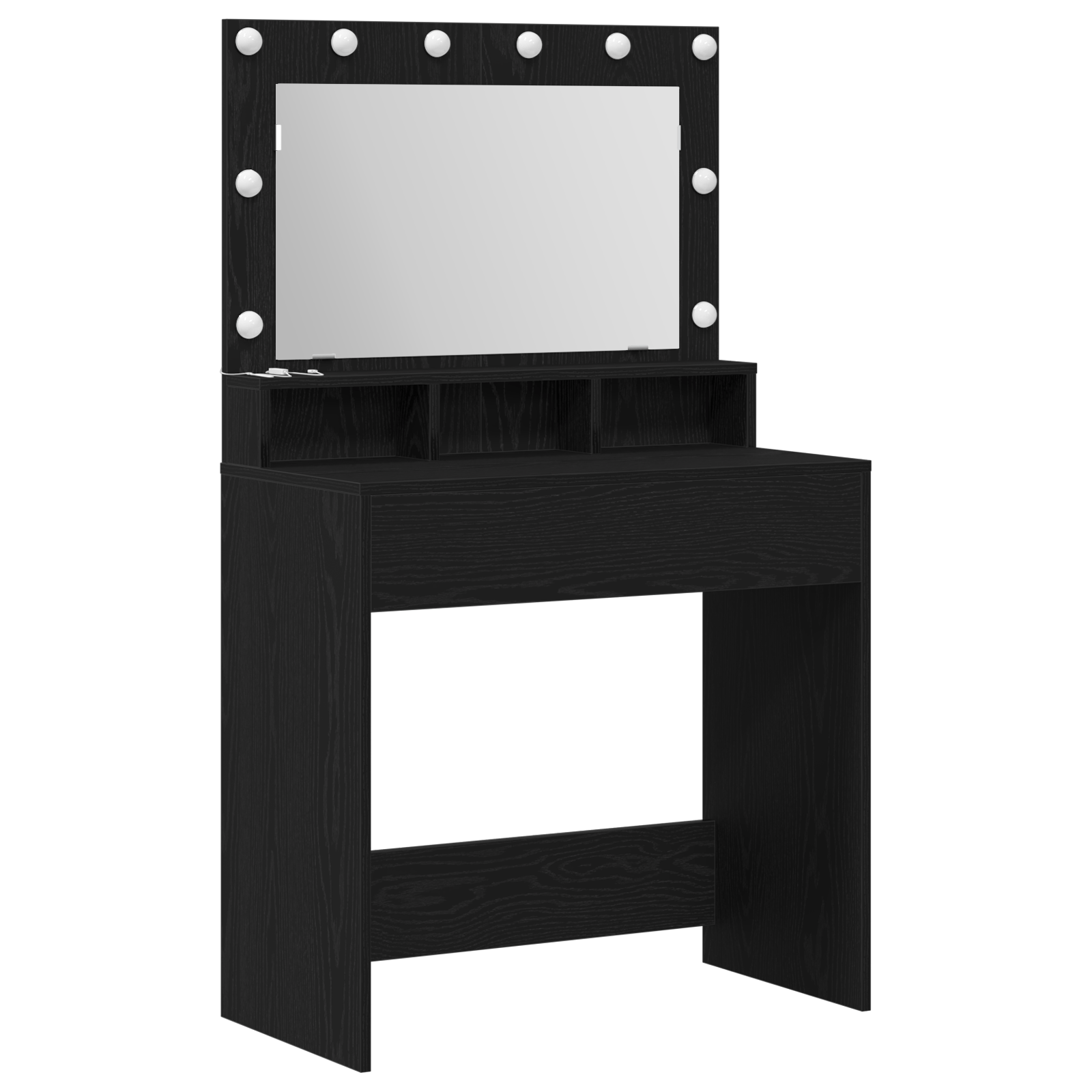 Masa de toaleta cu lumini LED, stejar negru, 79x41x135 cm — imaginea 2