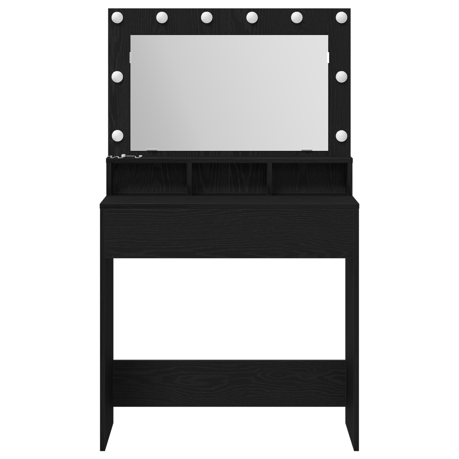 Masa de toaleta cu lumini LED, stejar negru, 79x41x135 cm — imaginea 4
