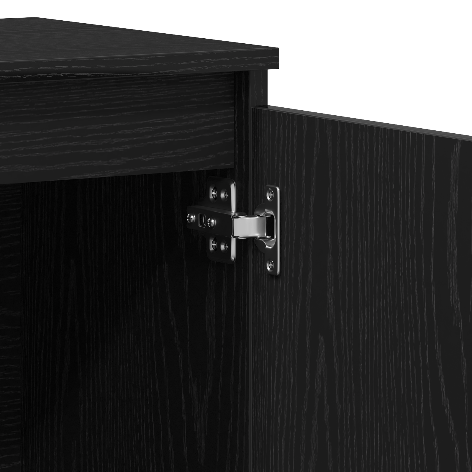 Bufet Negru Stejar 101x35x60 cm din Lemn Ingineresc — imaginea 9