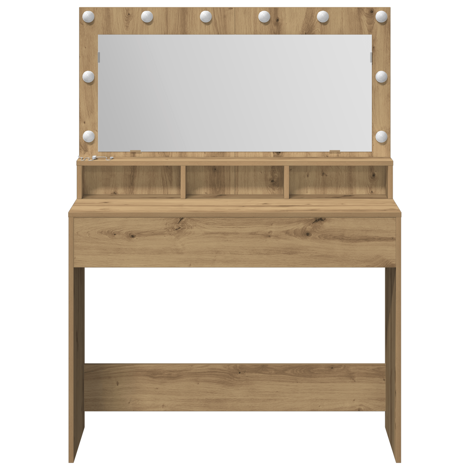 Masa de cosmetica cu lumini LED, stejar artizanal 100x41x135 cm — imaginea 4