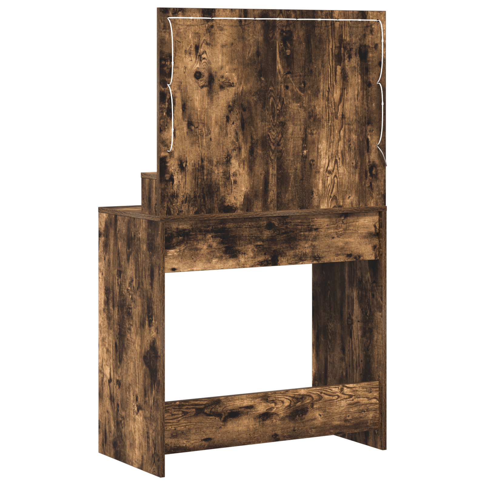 Masa de toaleta cu lumini LED, stejar fumuriu, 79x41x135 cm — imaginea 6