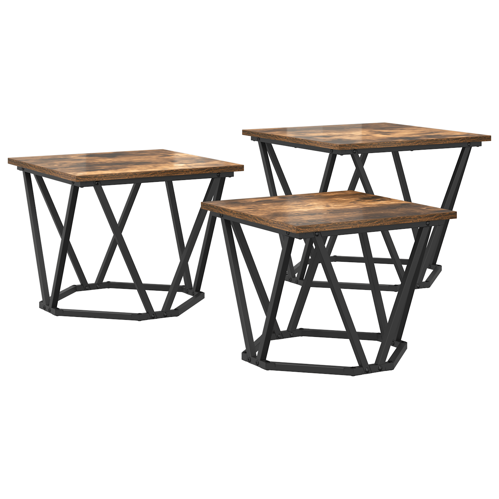 Mese Laterale 3 pcs Stejar Fumat Din Lemn Compus — imaginea 2