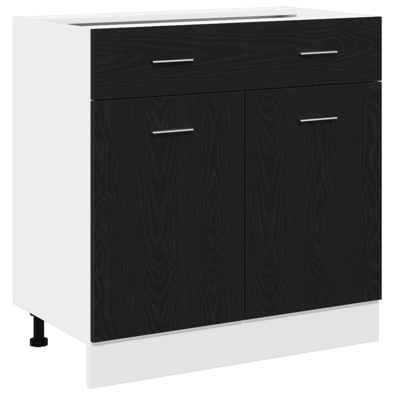 Dulap cu sertar in stejar negru, 80x46x81.5 cm, Fabricat din lemn prelucrat — imaginea 2