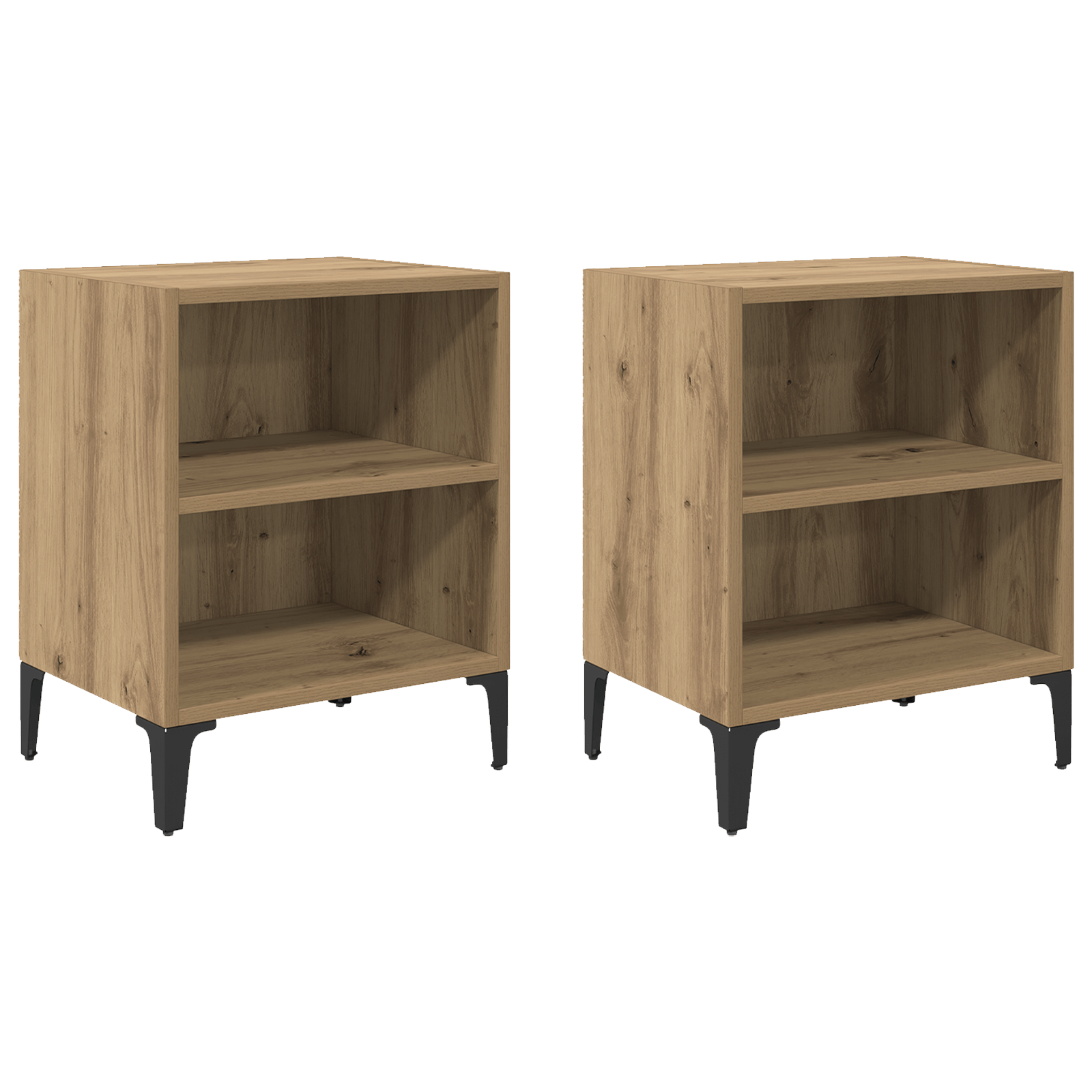 Noptiere 2 pcs Stejar Artizanal 40x30x50 cm Lemn ingineresc — imaginea 2