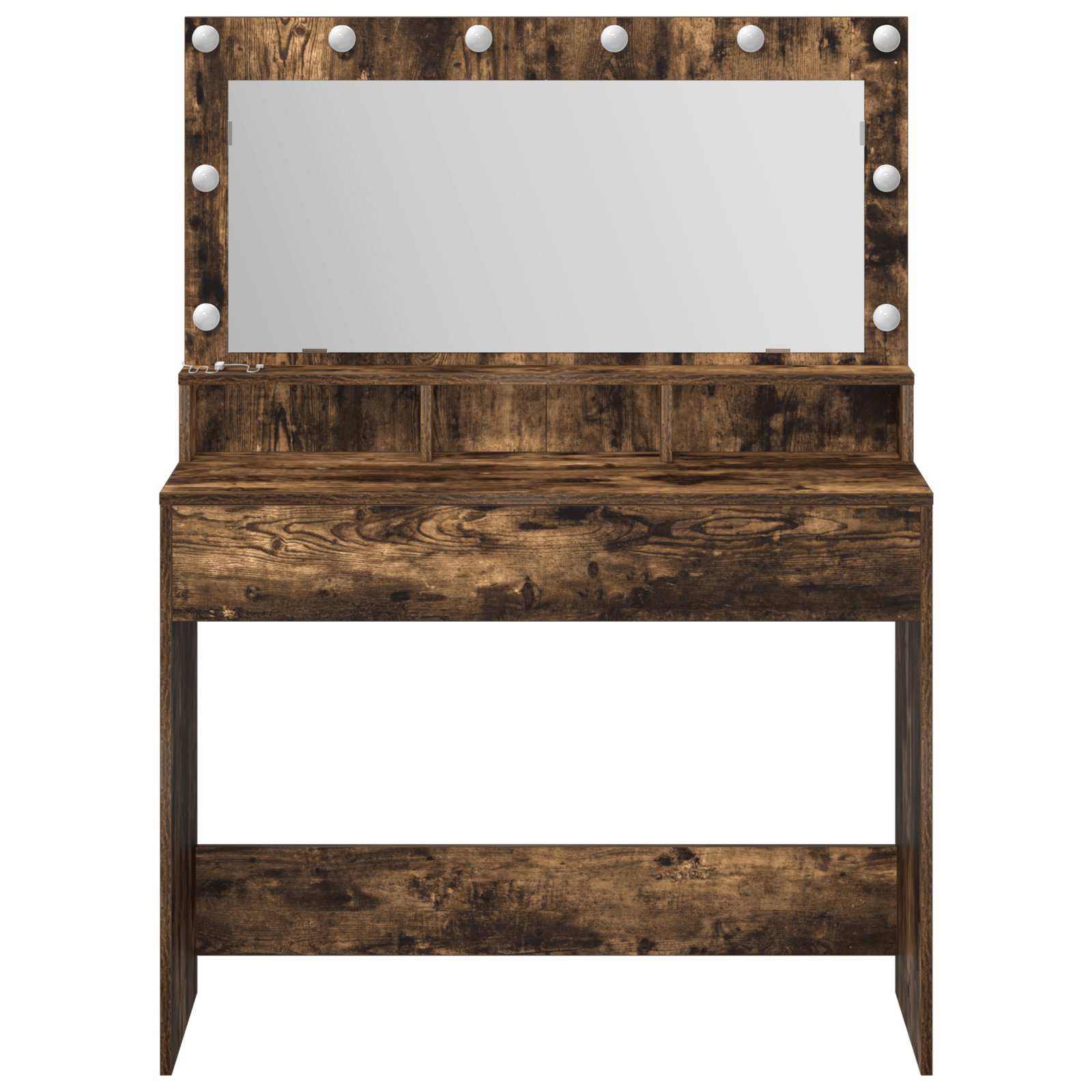 Masa de cosmetica cu lumini LED, stejar fumuriu, 100x41x135 cm — imaginea 4