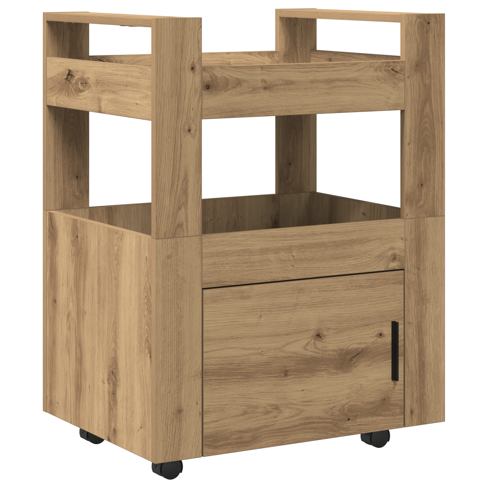 Carucior bucatarie, stejar artizanal 60x45x80 cm lemn prelucrat — imaginea 2